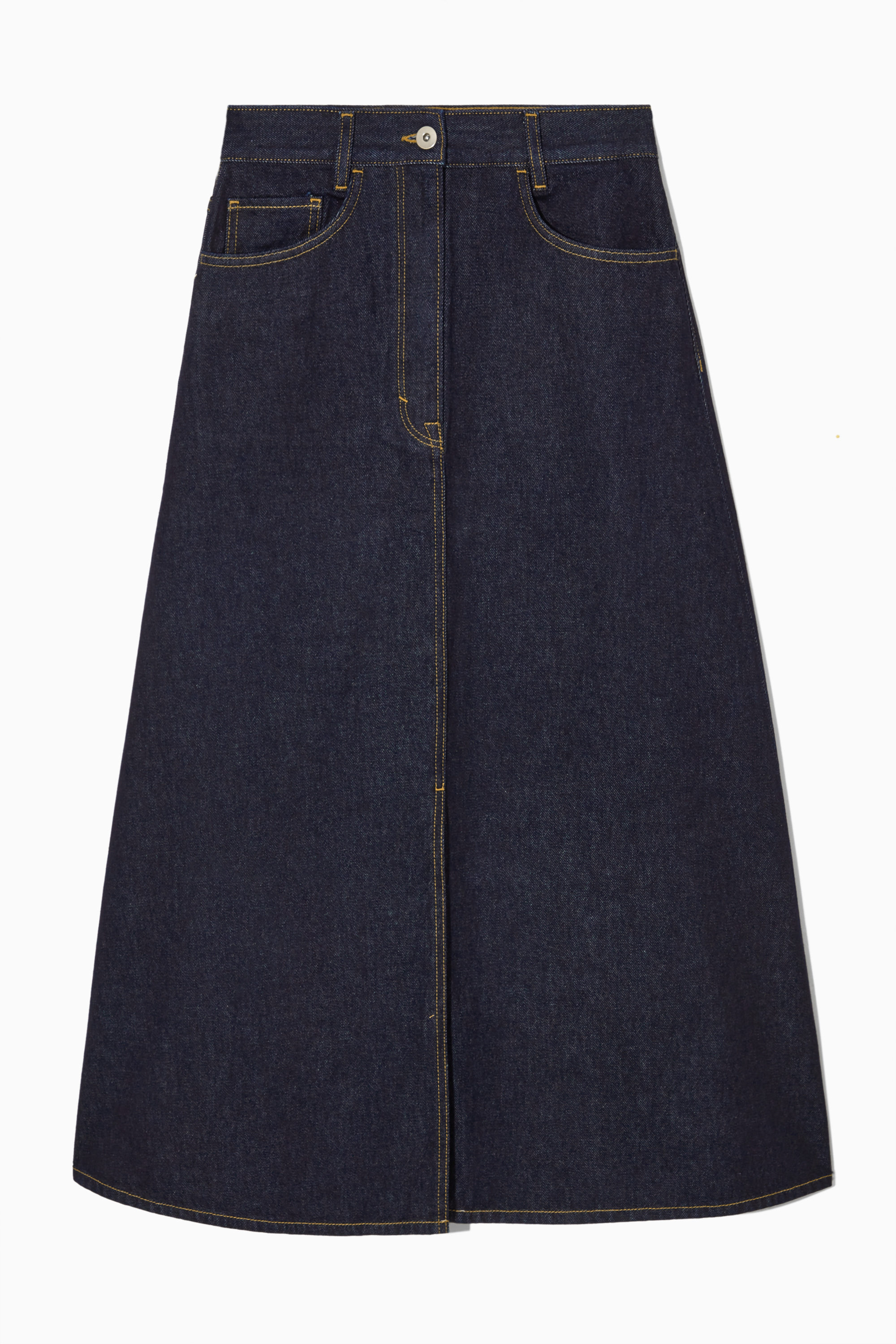 A-LINE DENIM MIDI SKIRT - INDIGO BLUE | COS