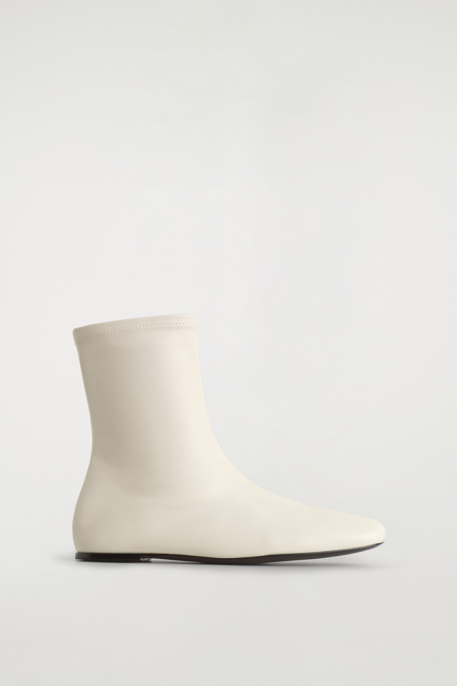 LEATHER SOCK BOOTS - CHALK/DARK BROWN - 2