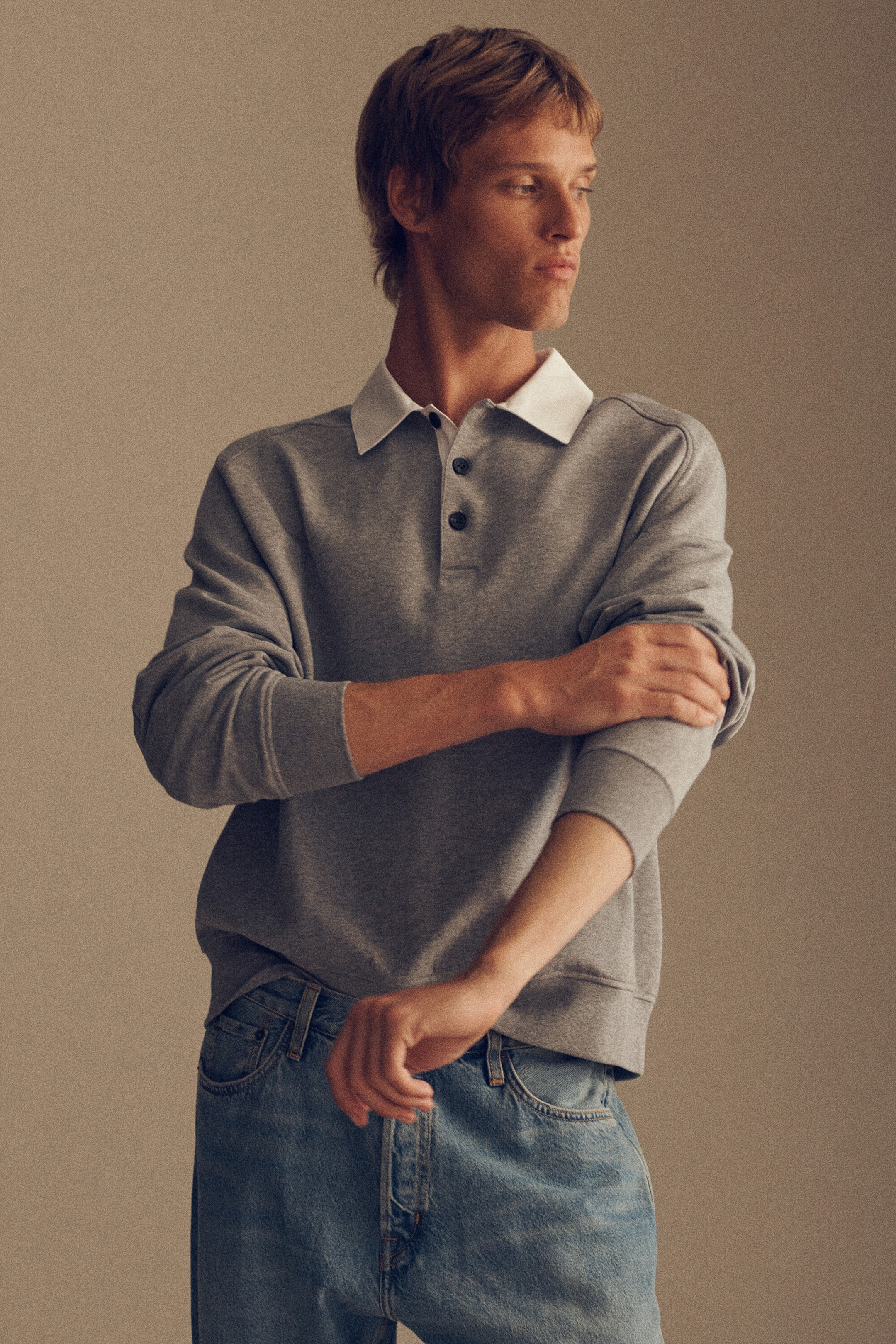 CONTRAST-COLLAR JERSEY POLO SHIRT
