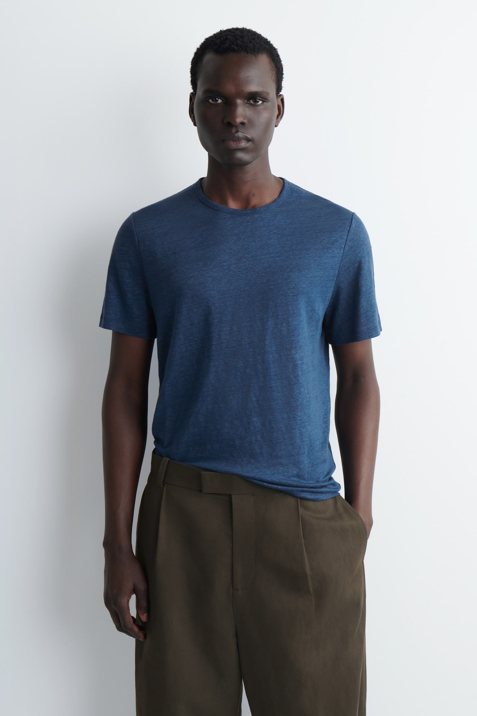 Camiseta em malha de linho - AZUL-MARINHO/PRETO/Preto / às riscas - 1