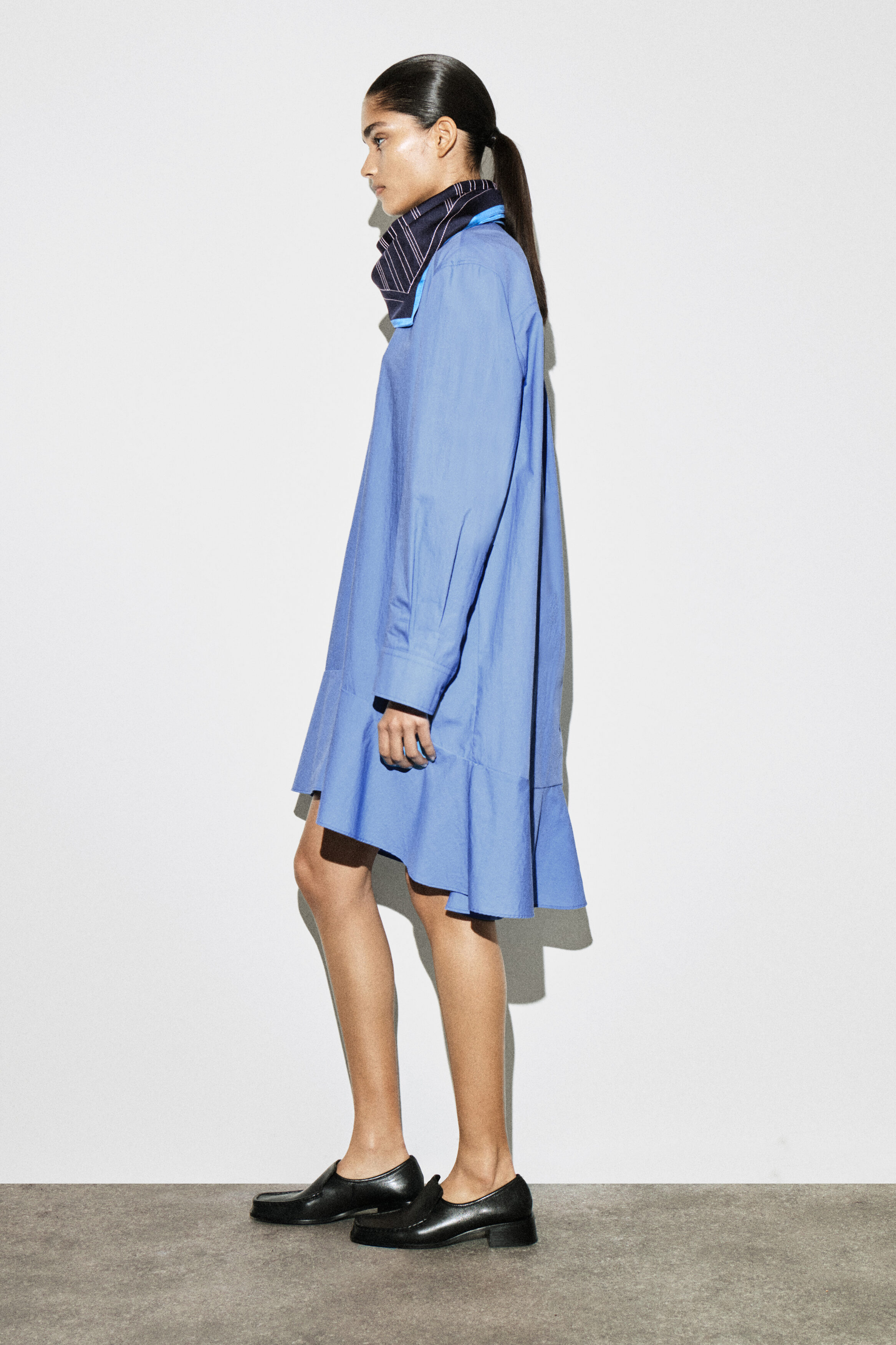 cos flared mini t-shirt dress COS Women's Flared Mini Shirt Dress in Blue | Cotton