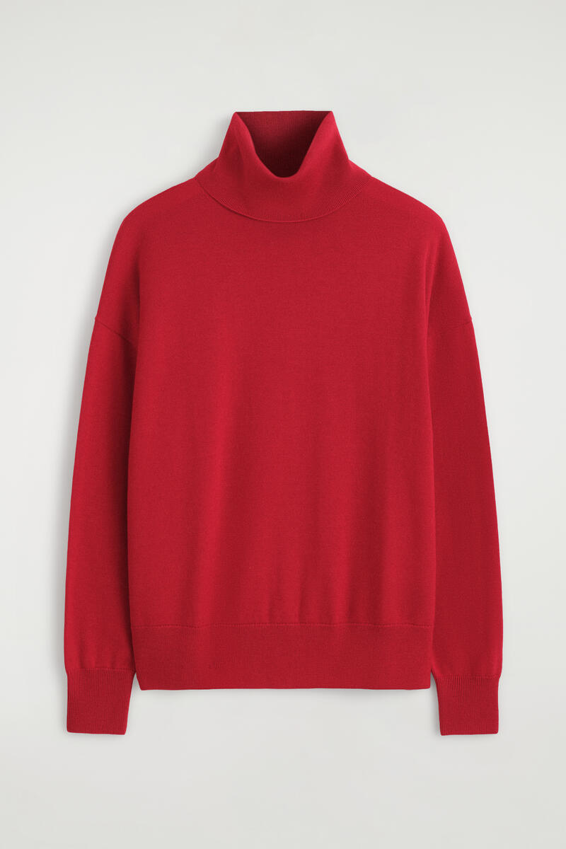 Leather-Patch Merino Wool Turtleneck Sweater