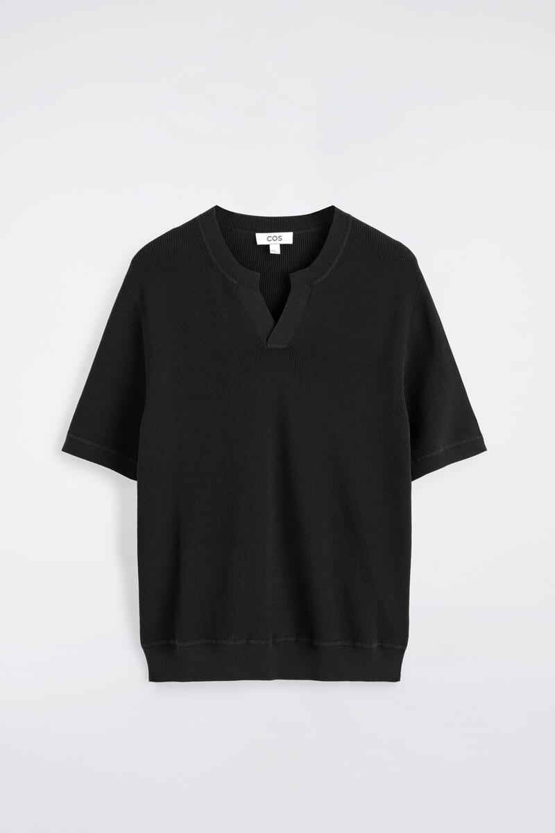 Open-Collar Henley T-Shirt