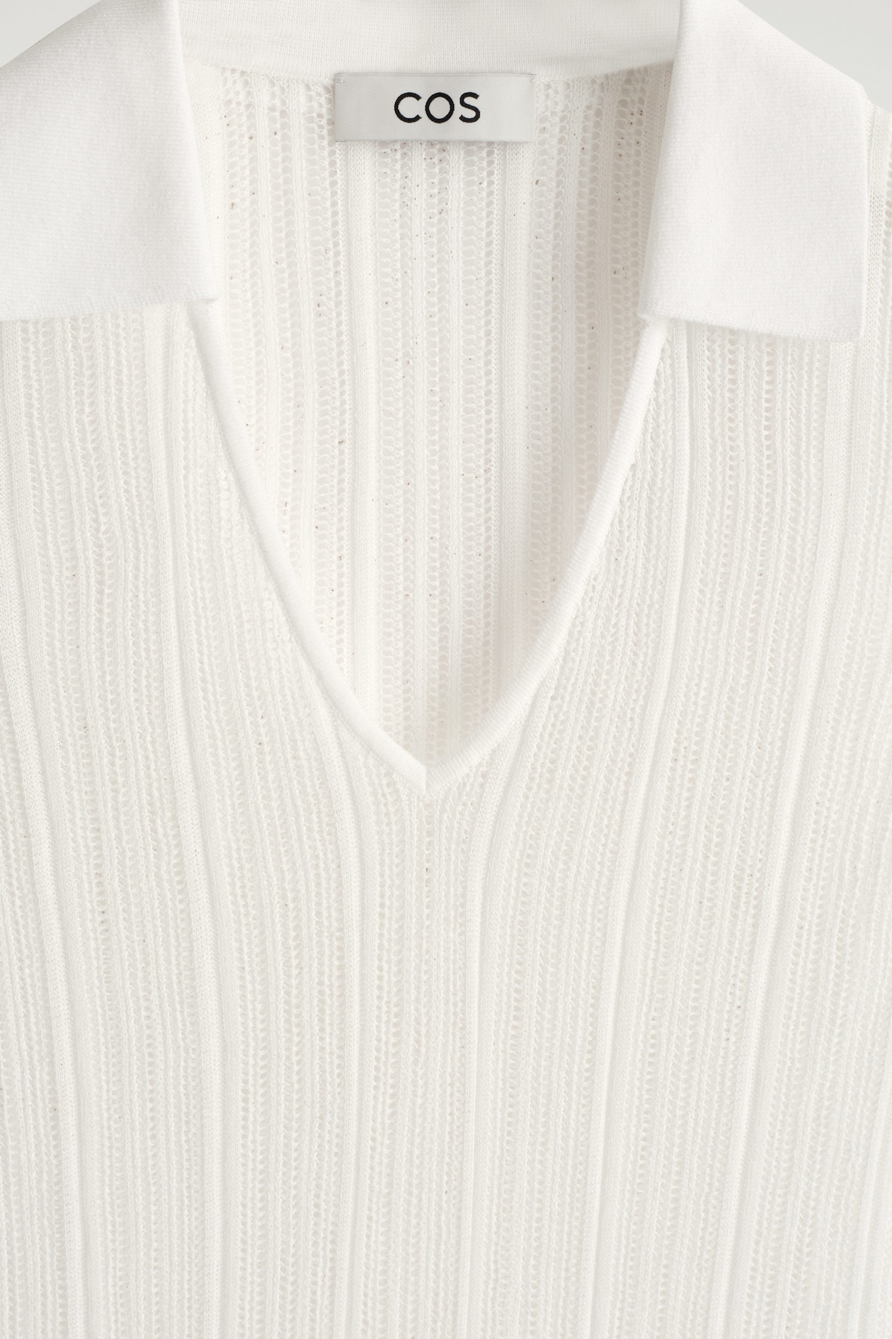 SHEER LACE-KNIT DRESS — CHALK