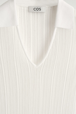 SHEER LACE-KNIT DRESS — CHALK 6