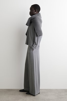 FLUID JERSEY WIDE-LEG TROUSERS — GREY 2
