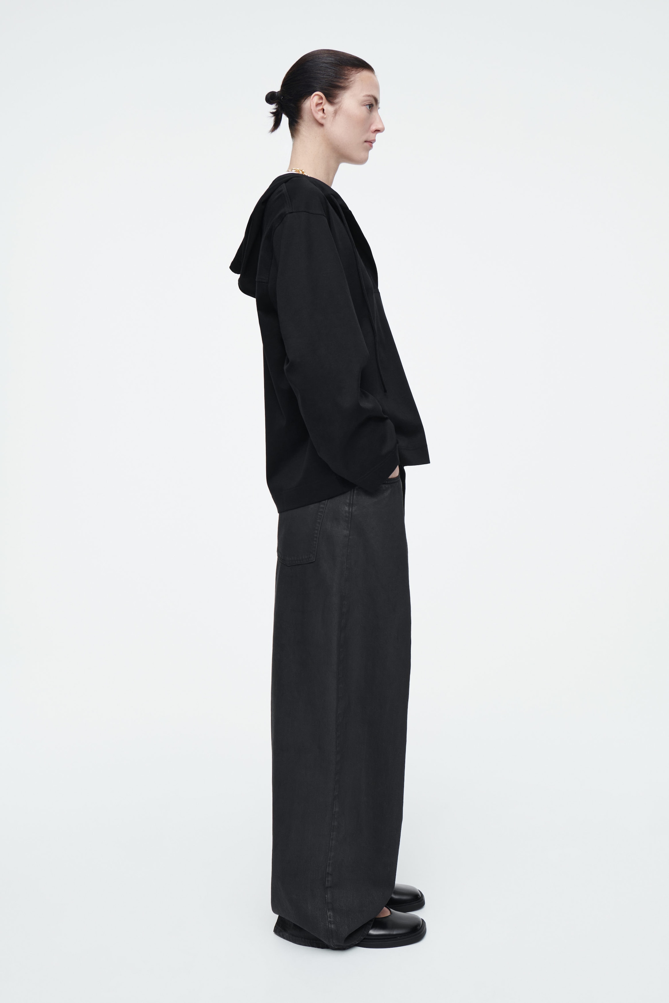 BUTTONED LIGHTWEIGHT JERSEY HOODIE