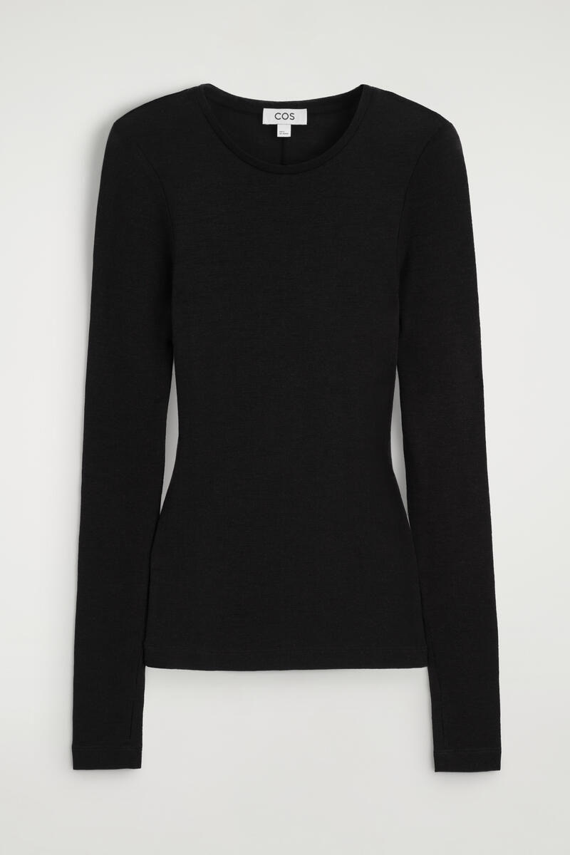Cos Slim Merino Wool Top In Black
