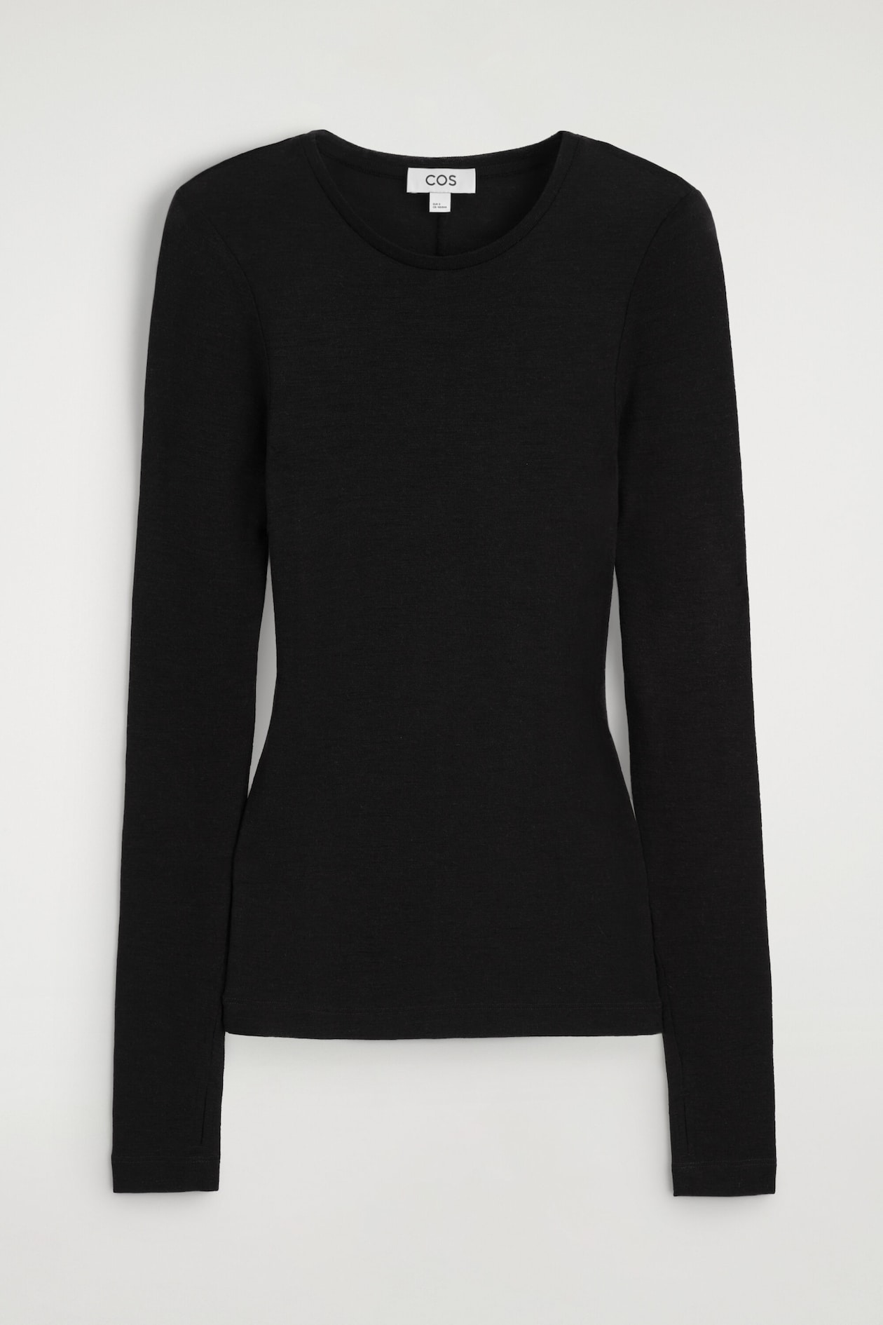 SLIM MERINO WOOL TOP — BLACK