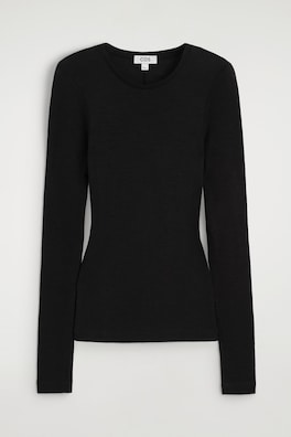 SLIM MERINO WOOL TOP — BLACK 7
