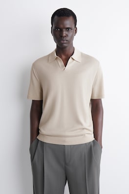 MERINO WOOL POLO SHIRT — ECRU 1
