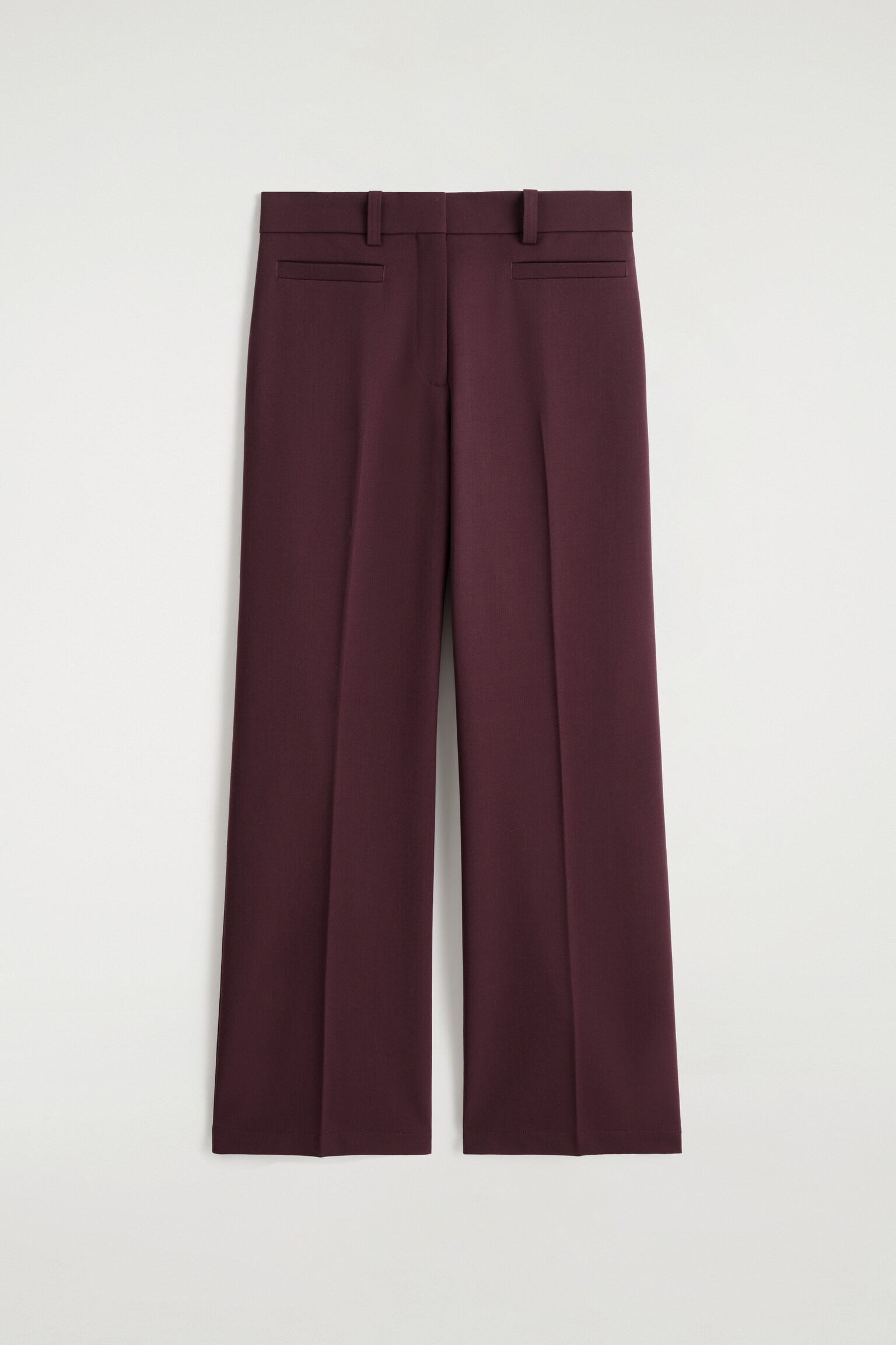 PANTALON DROIT EN LAINE MÉLANGÉE - BORDEAUX - 2