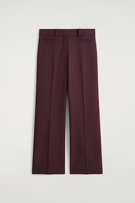 WOOL-BLEND STRAIGHT-LEG PANTS — BURGUNDY 7