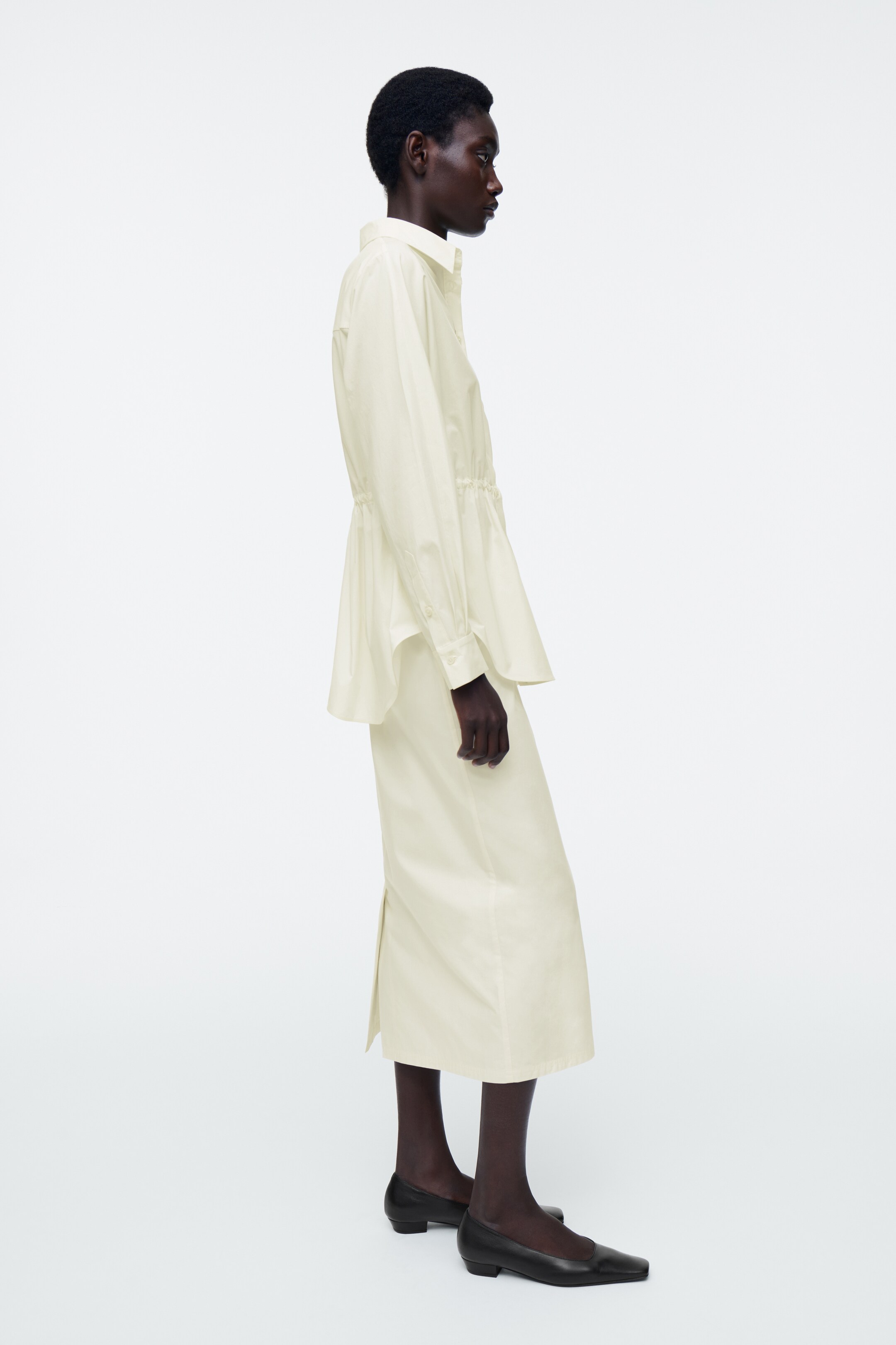 View larger image: COTTON DRAWSTRING MIDI SKIRT - BUTTERMILK - Ladies | H&M GB 4