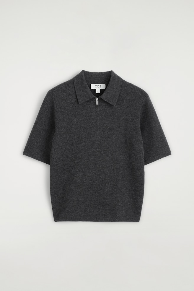 POLOSHIRT AUS MERINOWOLLE MIT REISSVERSCHLUSS - ANTHRAZIT/NAVYBLAU/ROT/GESTREIFT/KOBALTBLAU - 1