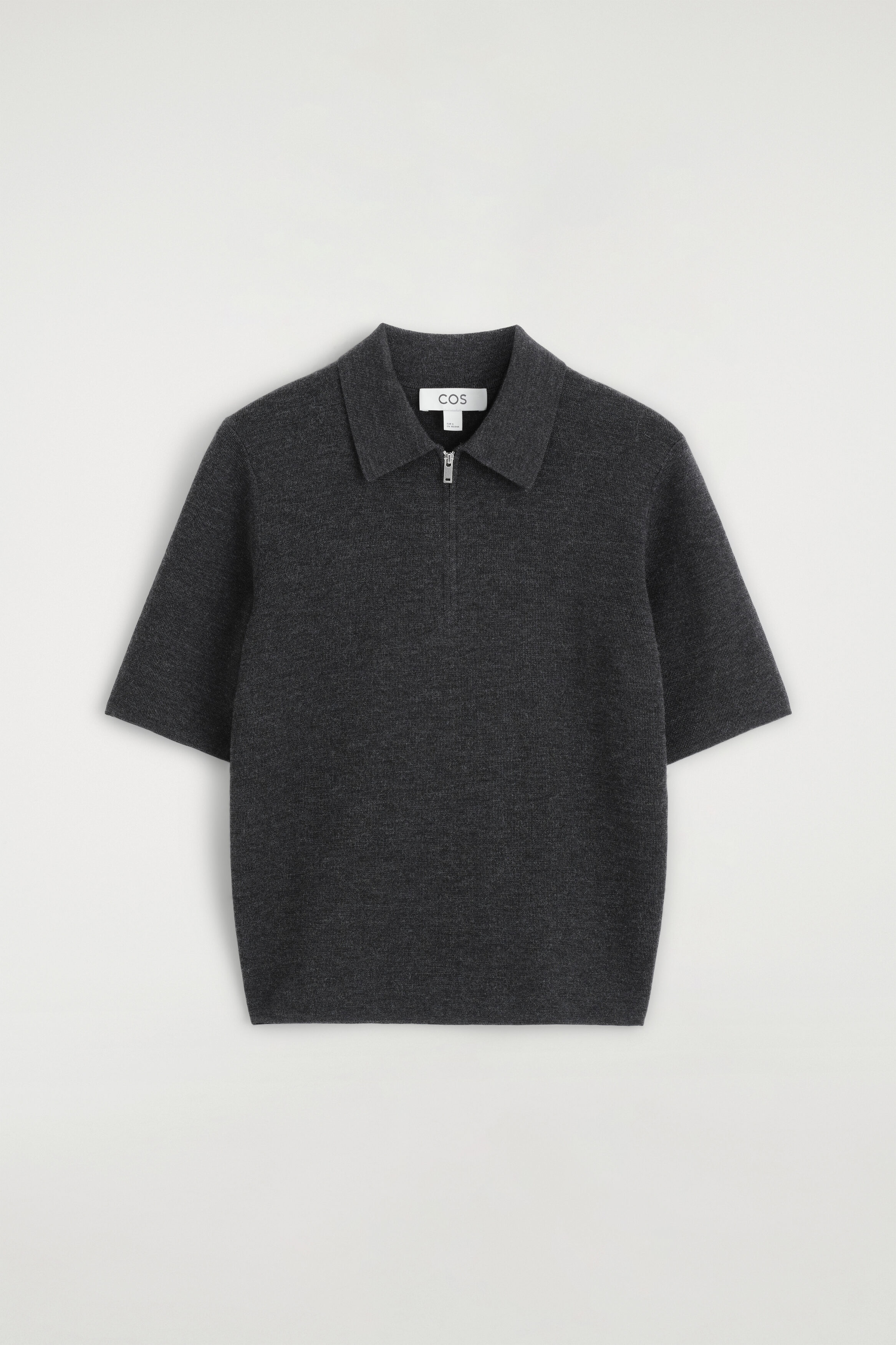 MERINO WOOL ZIP-UP POLO SHIRT - CHARCOAL | COS US