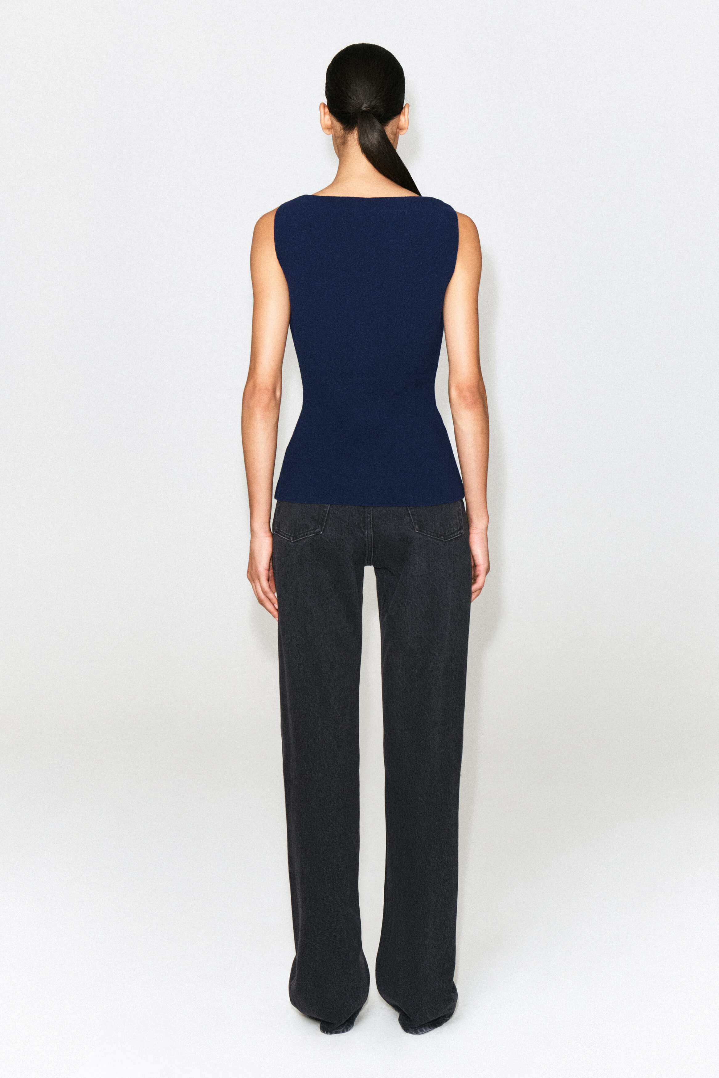 COTTON-BLEND CREPE VEST - NAVY | COS US