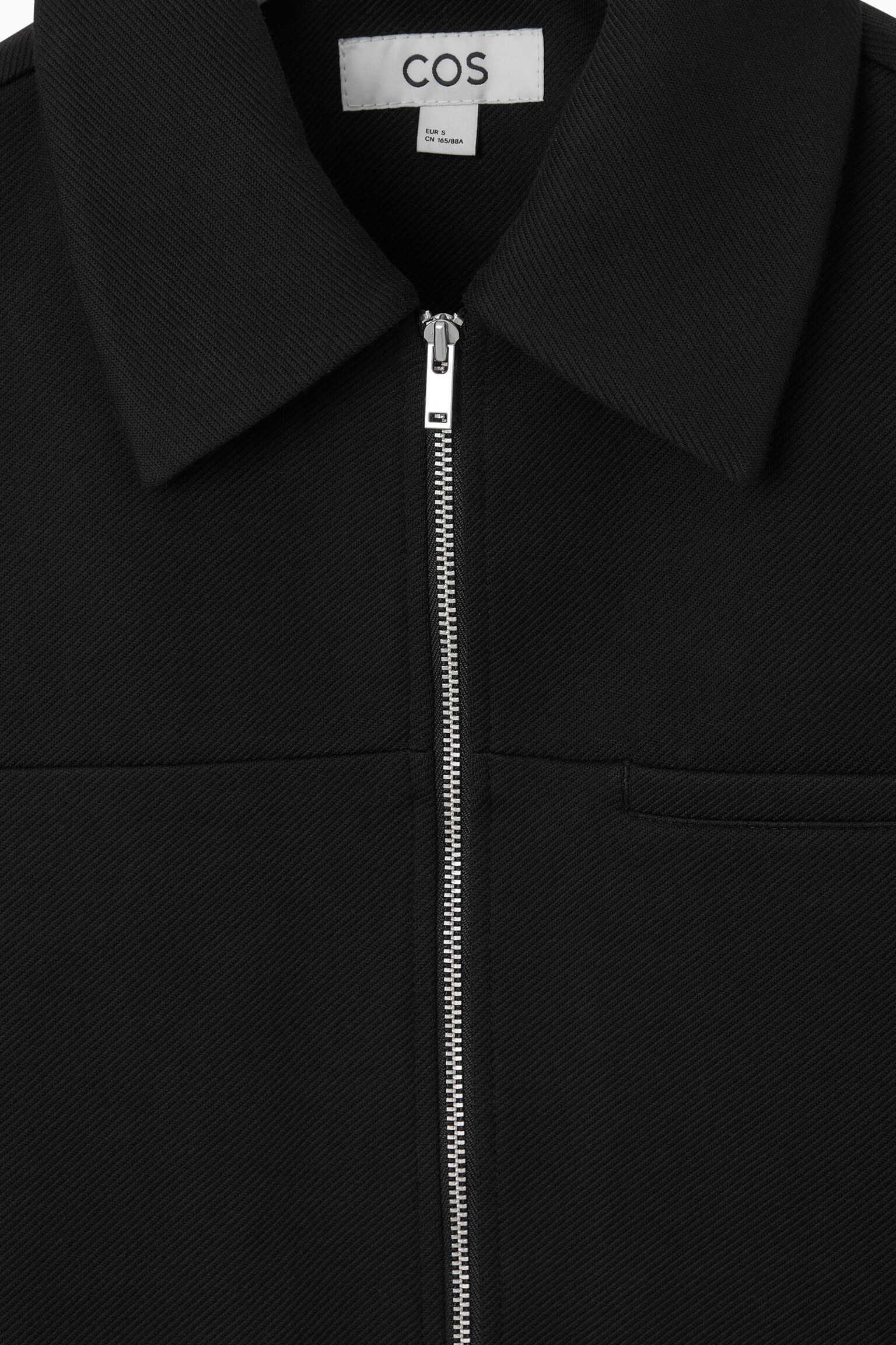 CROPPED TWILL ZIP-UP JACKET - BLACK - 3