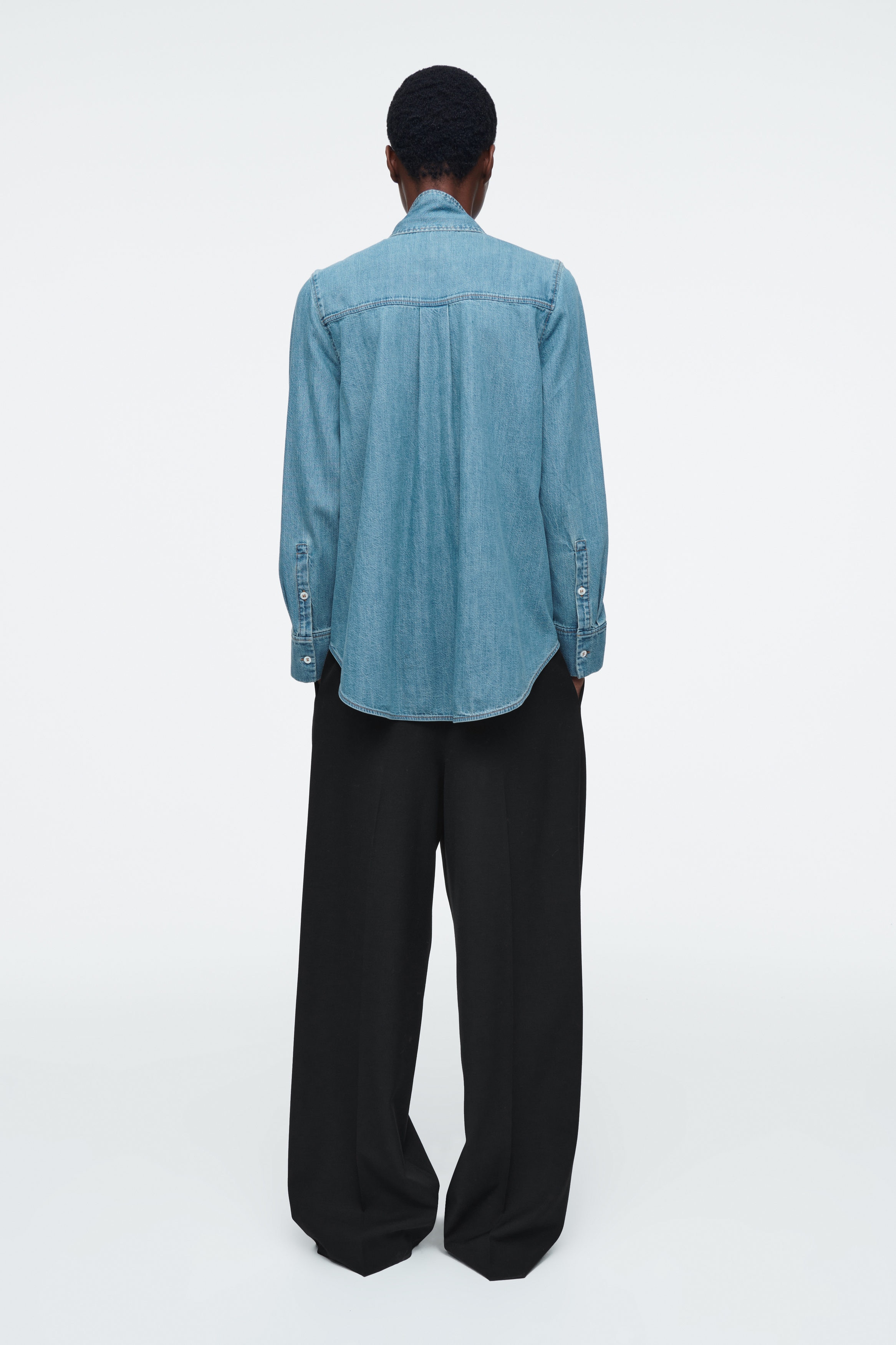 NECK-TIE DENIM BLOUSE - DUSTY BLUE | COS