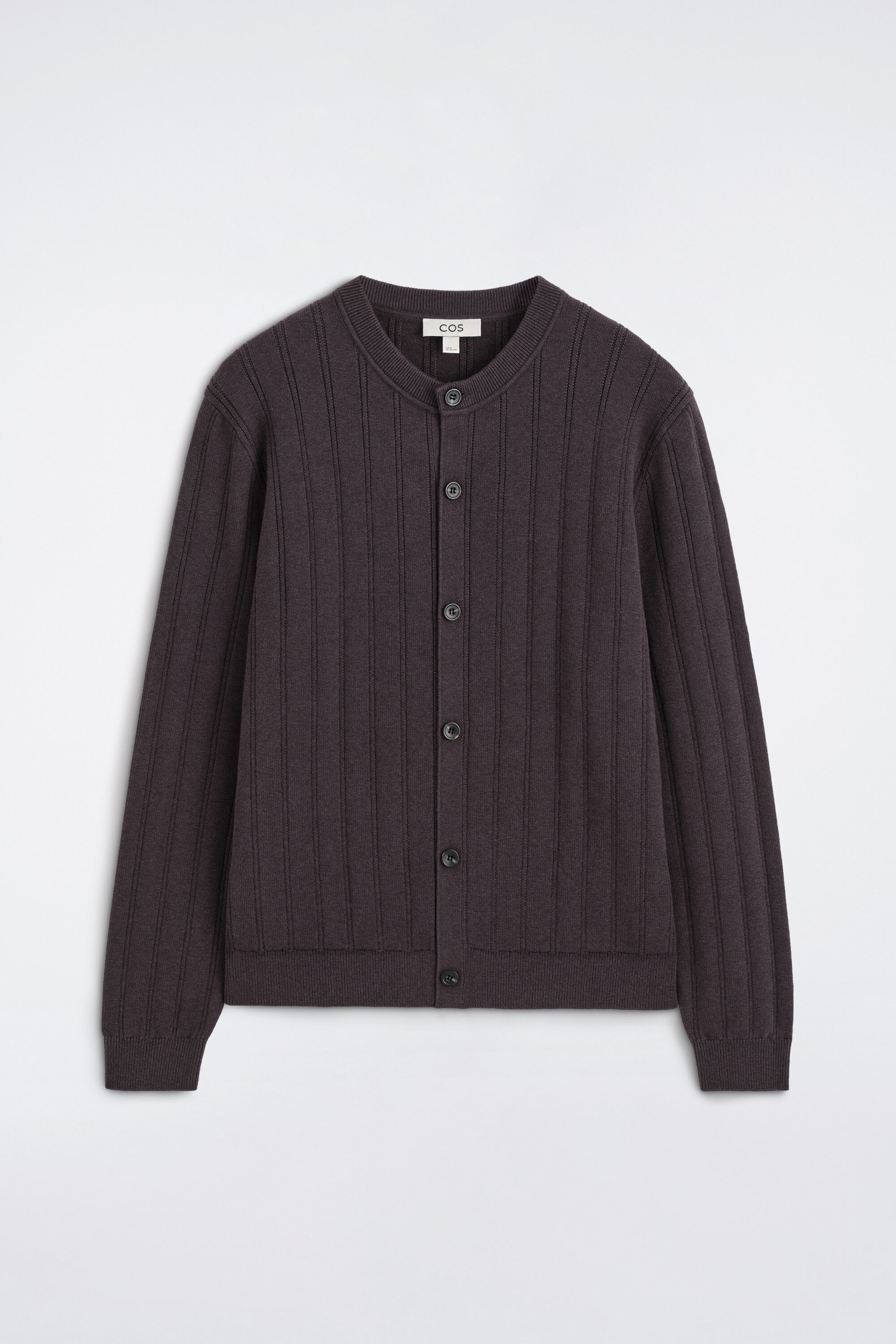RIBBED WOOL-COTTON CARDIGAN