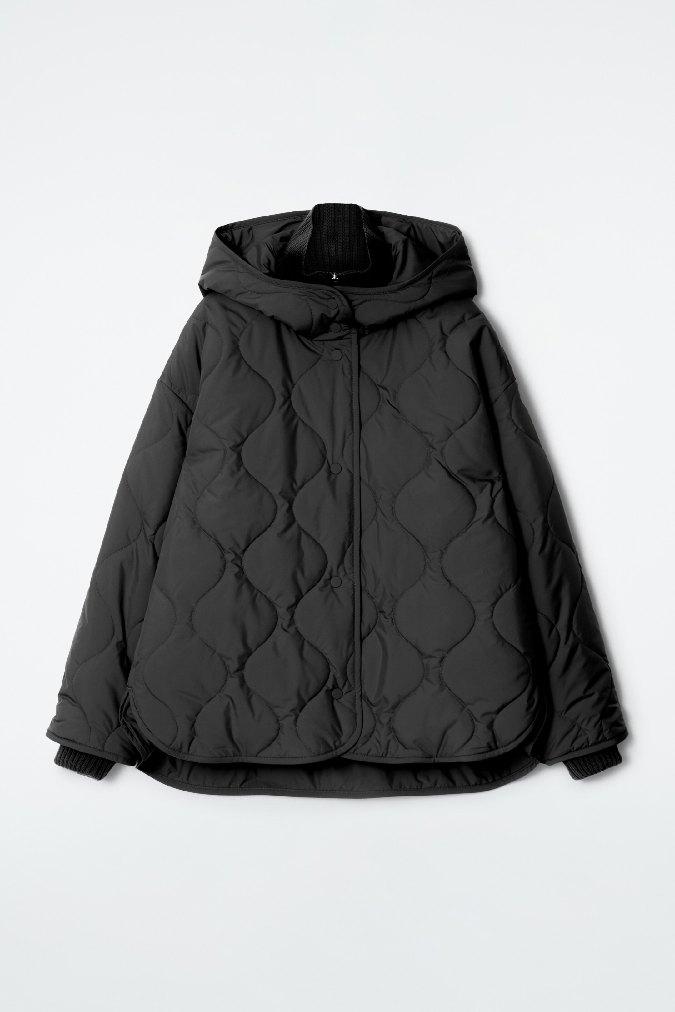 Grotere afbeelding bekijken: GEVOERDE GEHOODE TRECHTERHALSJAS - ZWART - DAMES | H&M BE 7