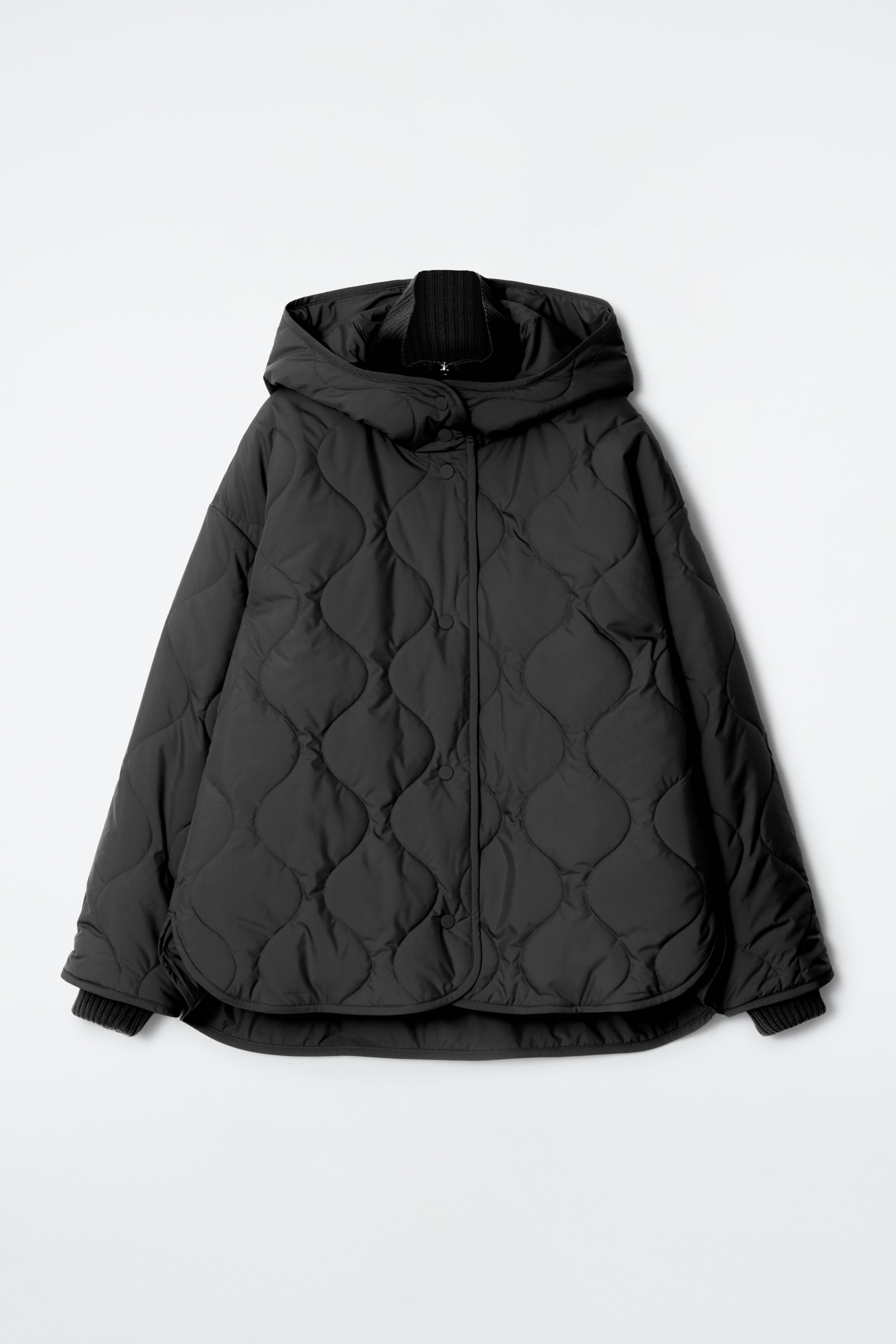 QUILTED HOODED MOCK-NECK JACKET - BLACK | COS US
