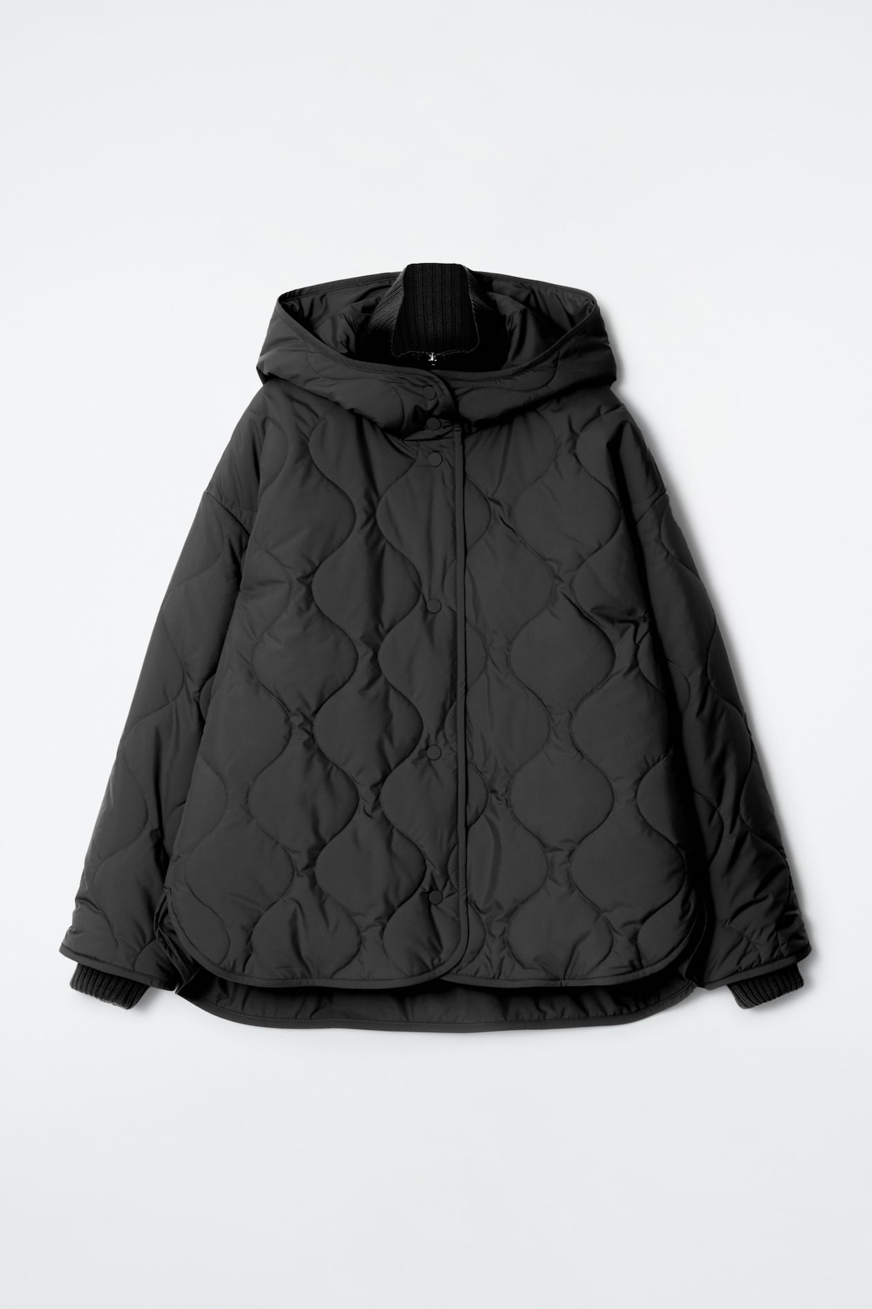 QUILTED HOODED FUNNEL-NECK JACKET - BLACK | COS AU