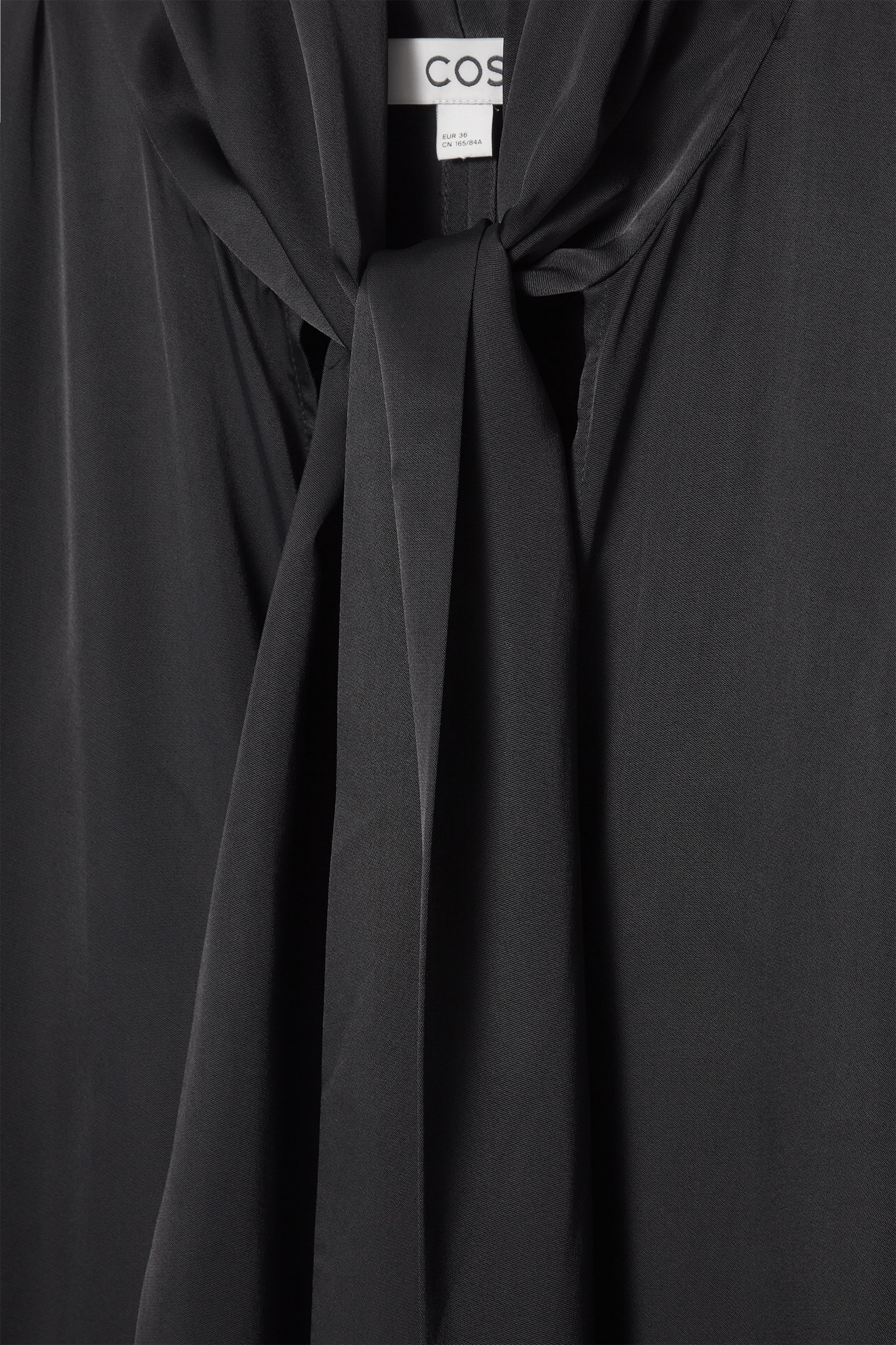 BOW-DETAIL ASYMMETRIC MIDI DRESS - BLACK - 2