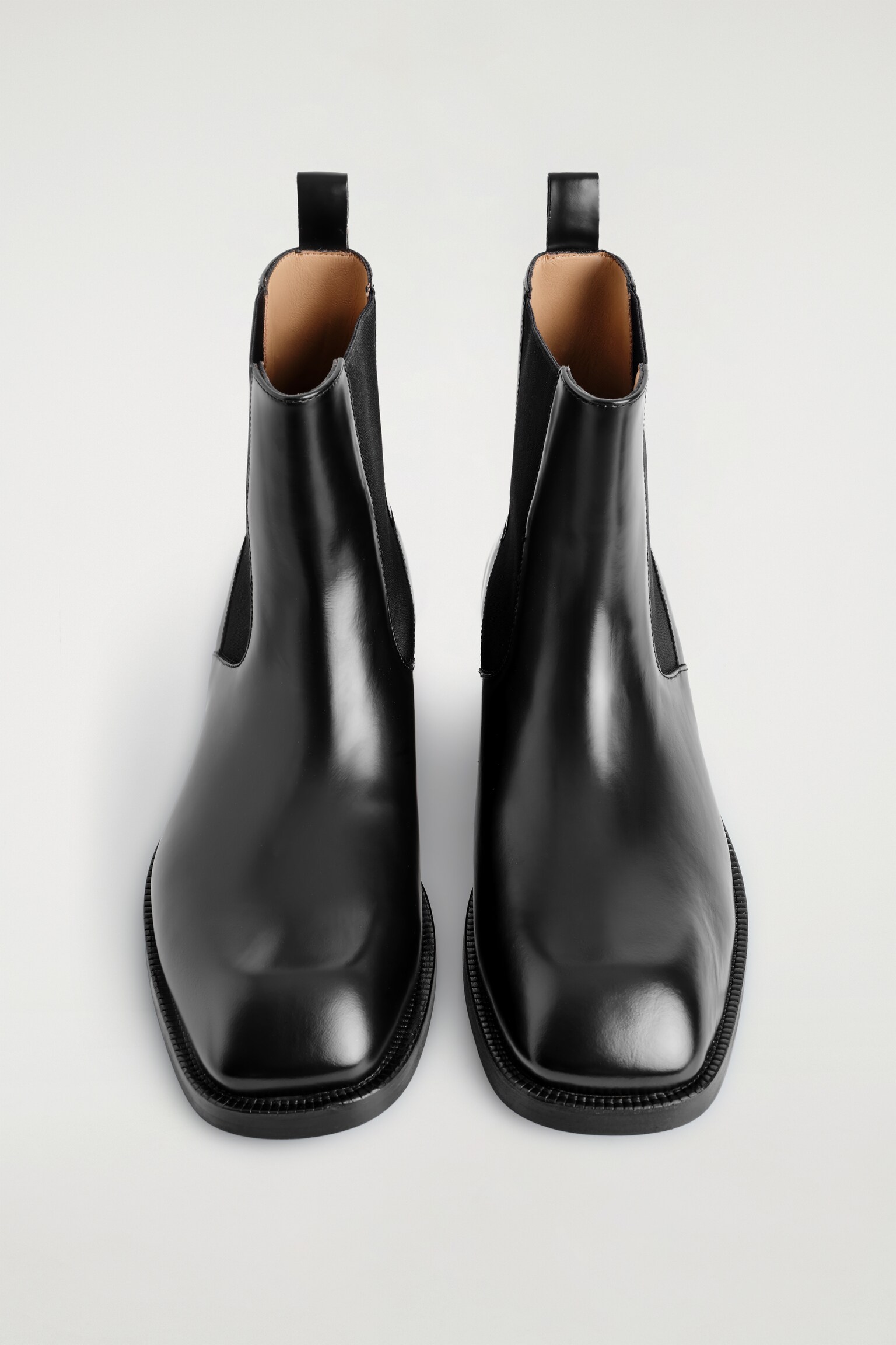 CHELSEA BOOTS EN CUIR À BOUT CARRÉ - NOIR/BLEU MARINE - 5