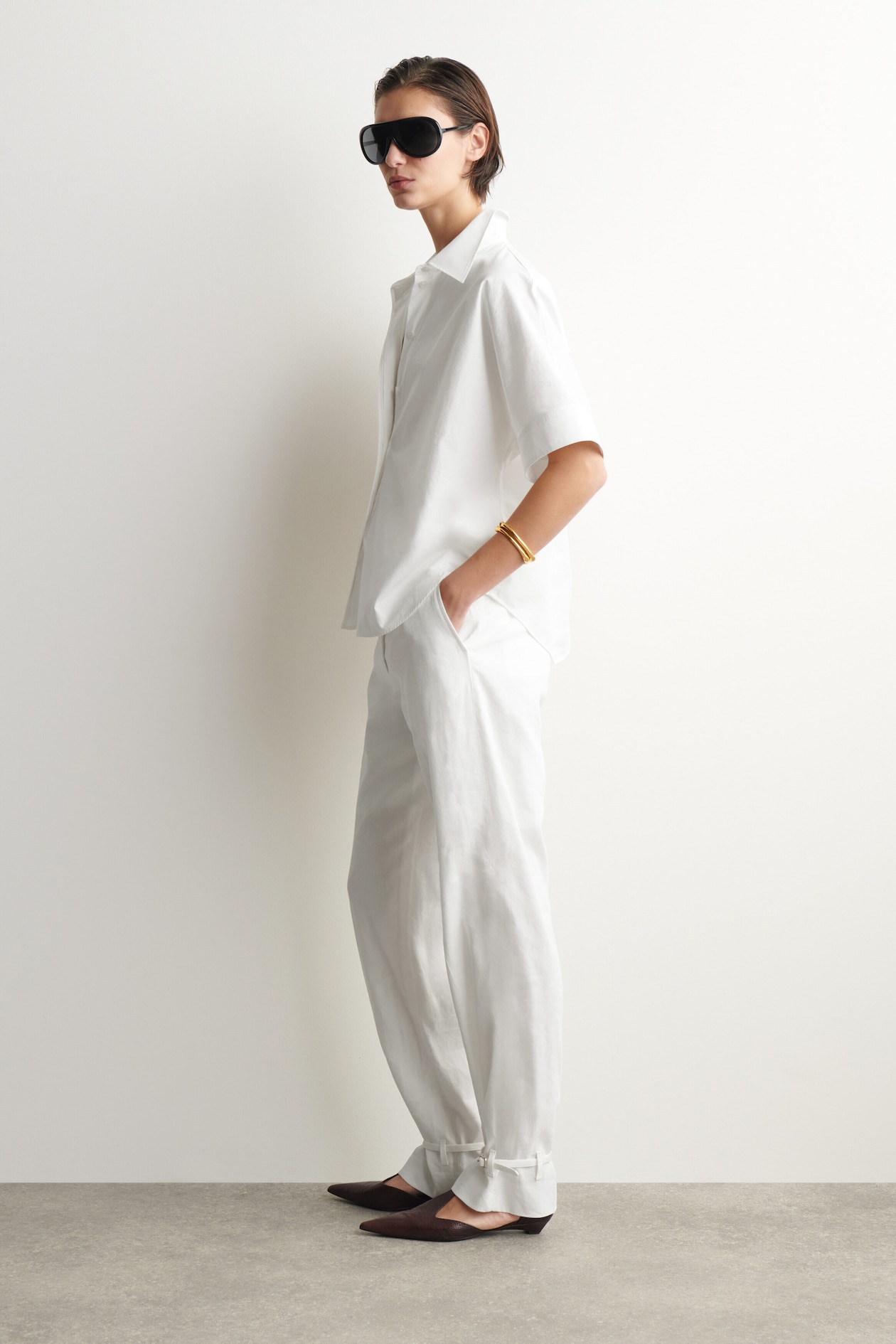 OVERSIZED SHORT-SLEEVED COTTON SHIRT — WHITE