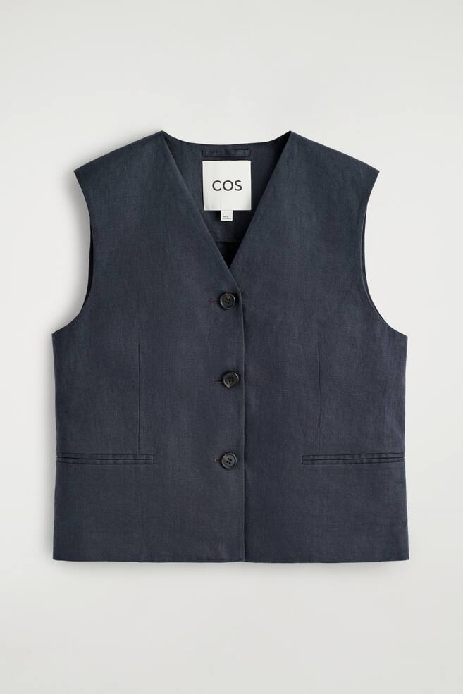 WESTE AUS LEINEN - NAVYBLAU/HELLROSA - 1