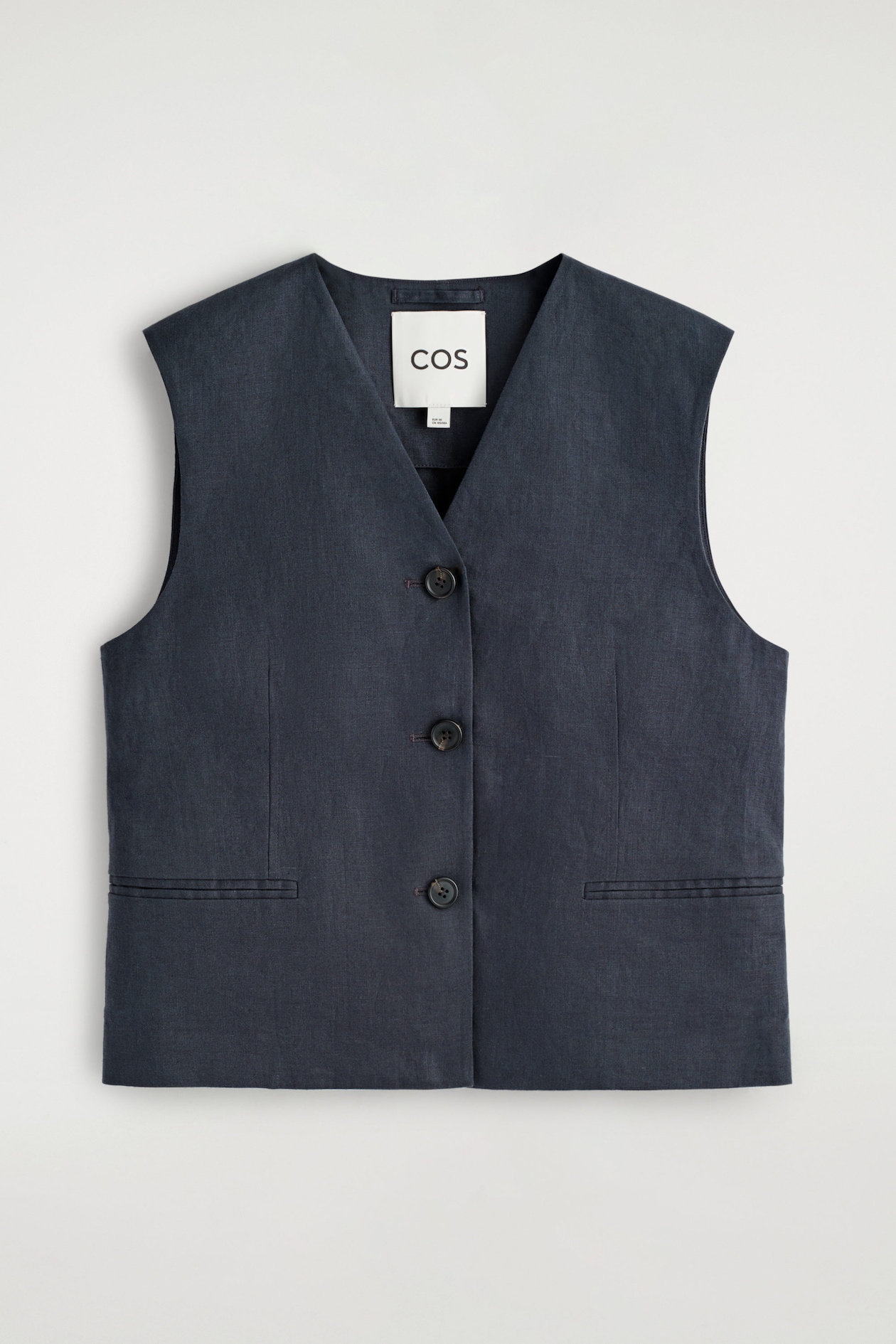 LINEN WAISTCOAT — NAVY