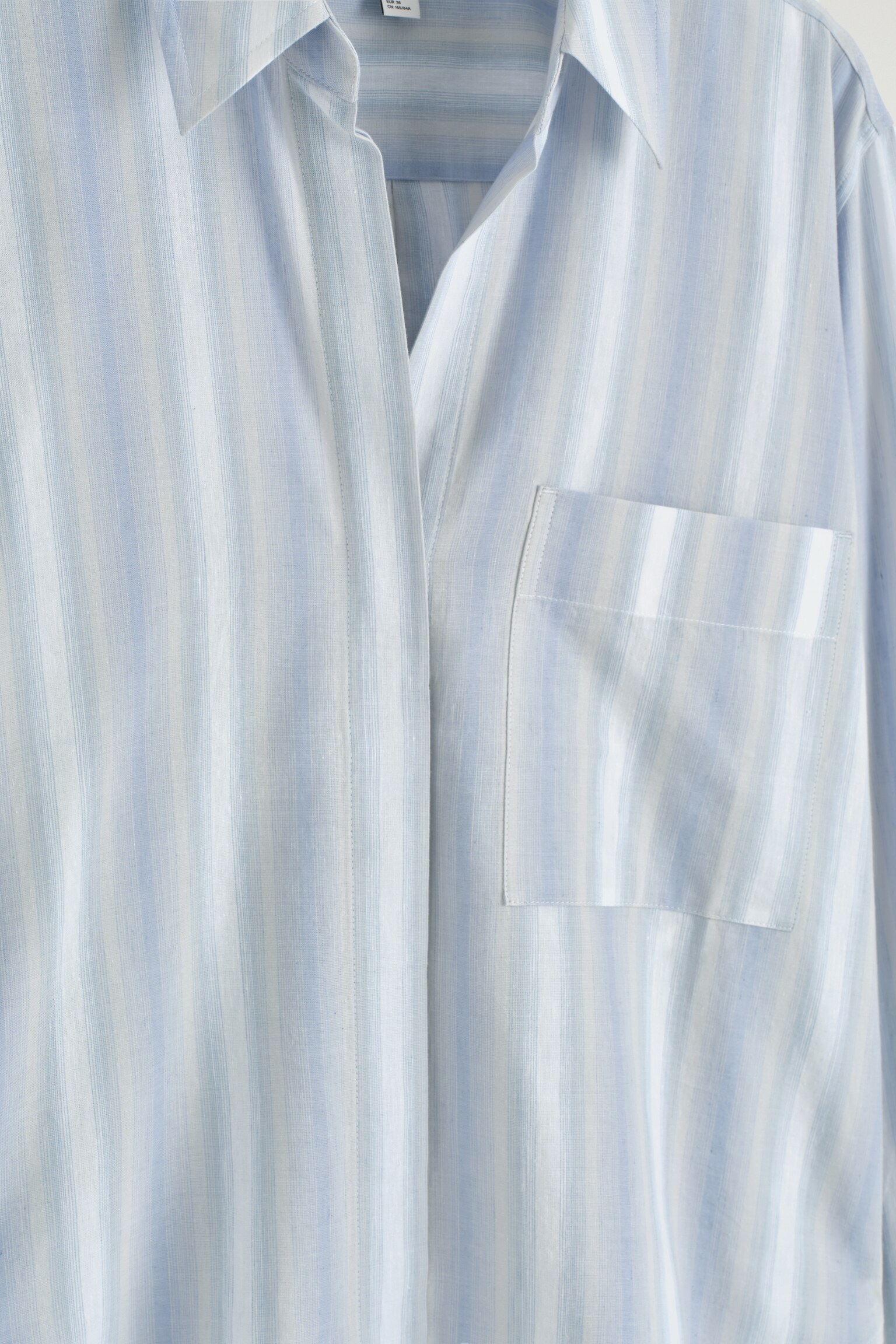 CROPPED STRIPED COTTON SHIRT - BLUE / STRIPED - 4