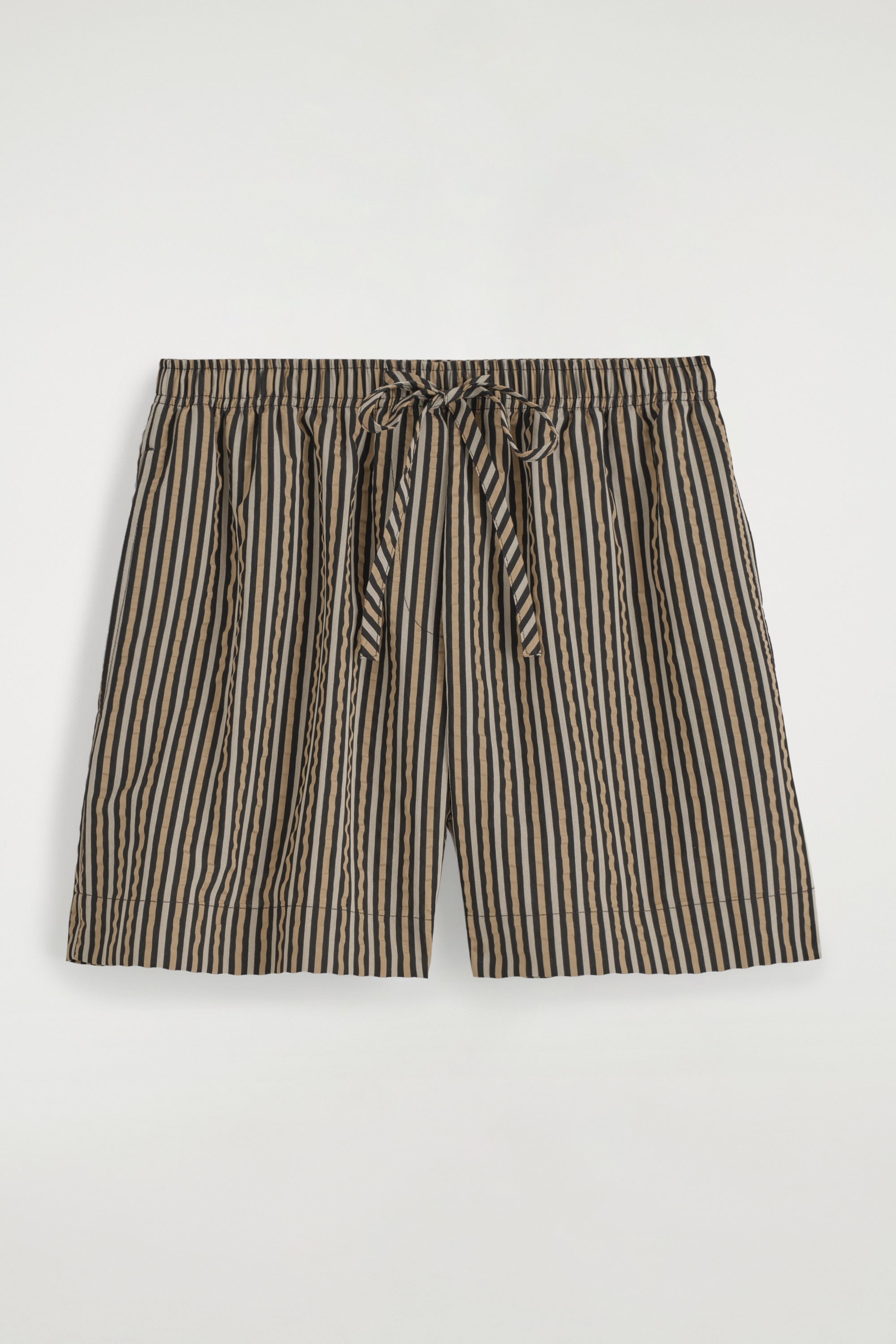 SHORTS A RIGHE IN SEERSUCKER - MARRONE / NERO / RIGHE/BLU / RIGHE