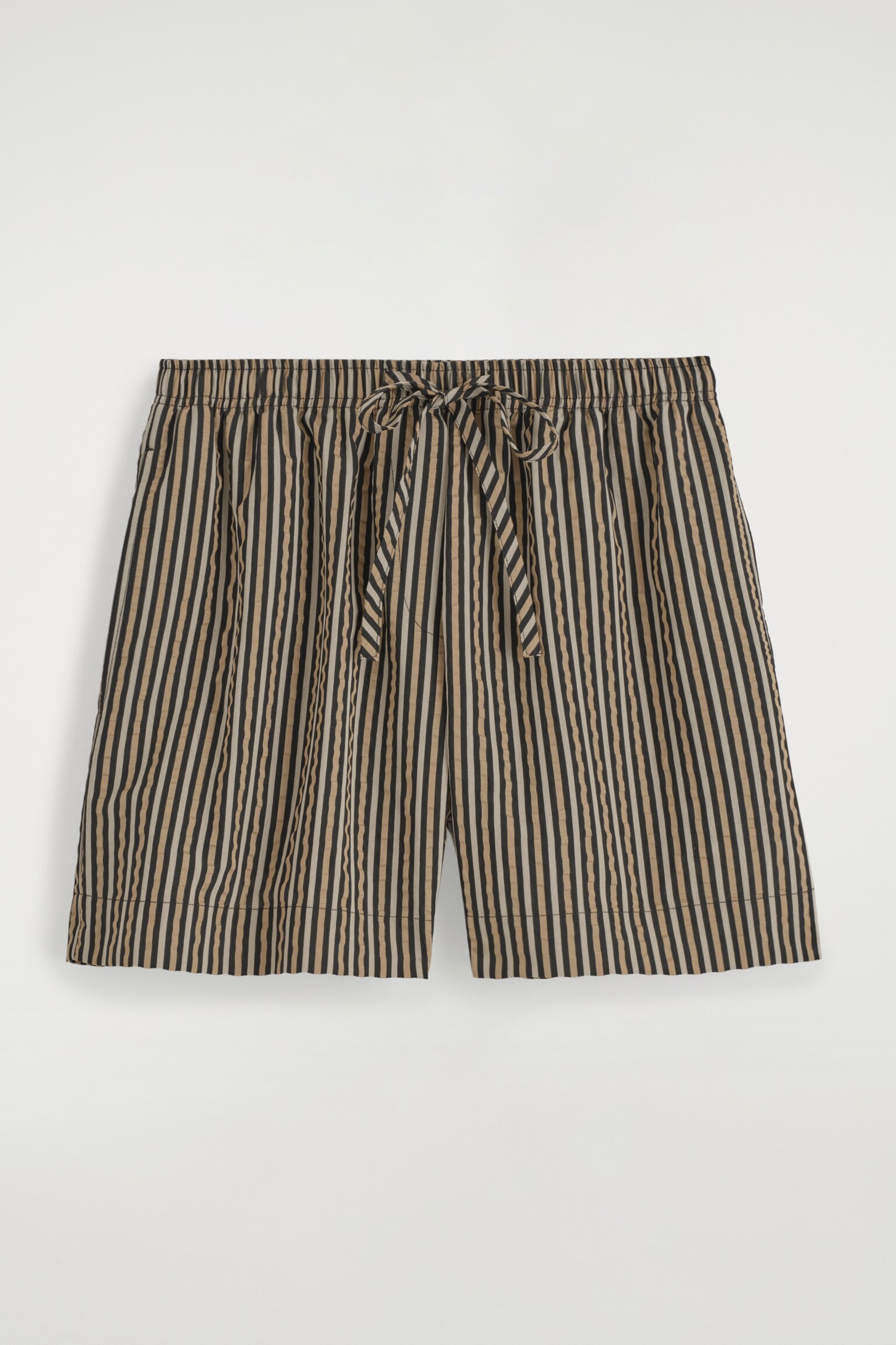 SHORTS A RIGHE IN SEERSUCKER - MARRONE / NERO / RIGHE/BLU / RIGHE - 2