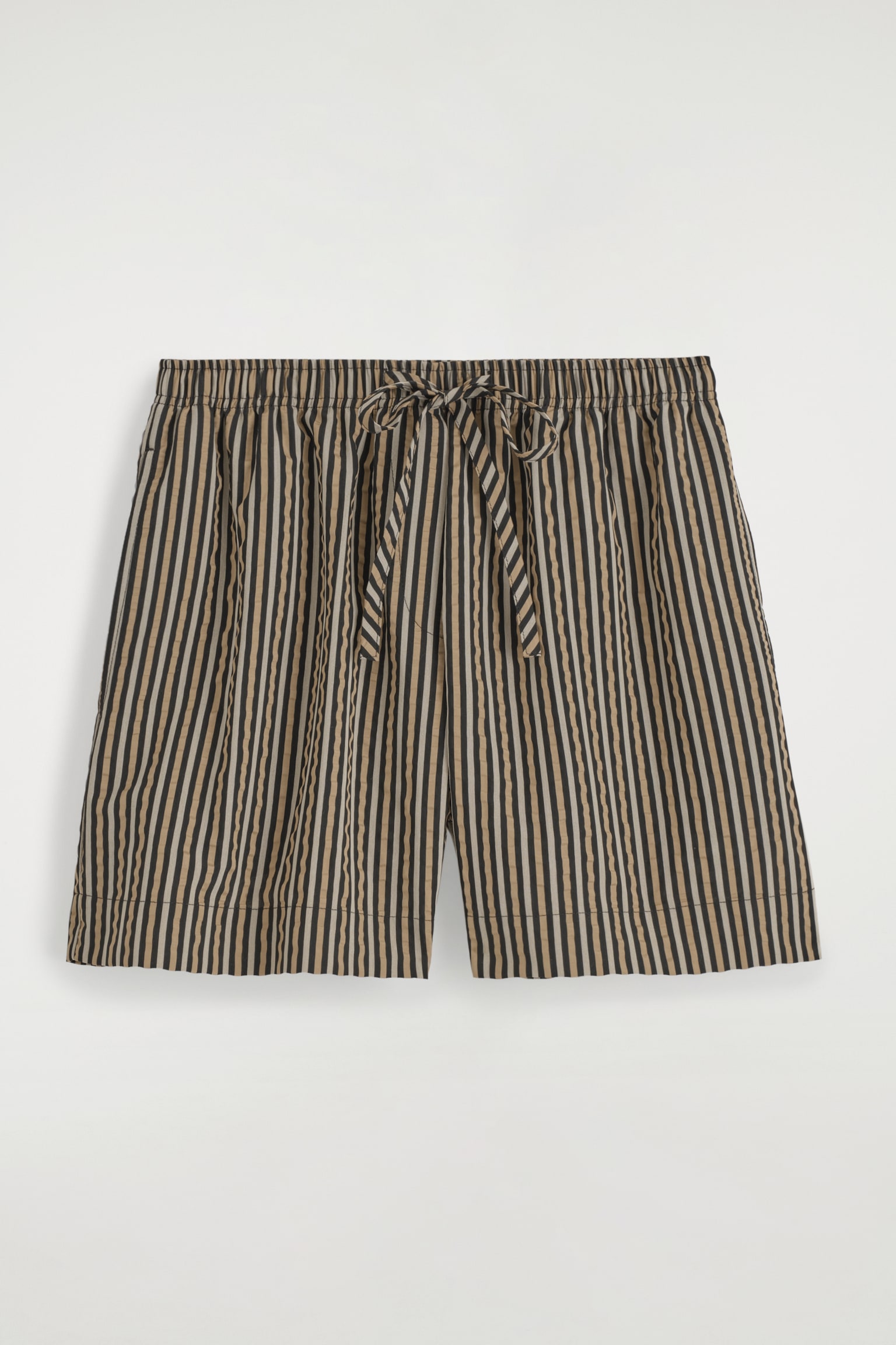 PANTALÓN CORTO DE RAYAS CON TEXTURA - MARRÓN / NEGRO / RAYAS/AZUL / RAYAS - 2