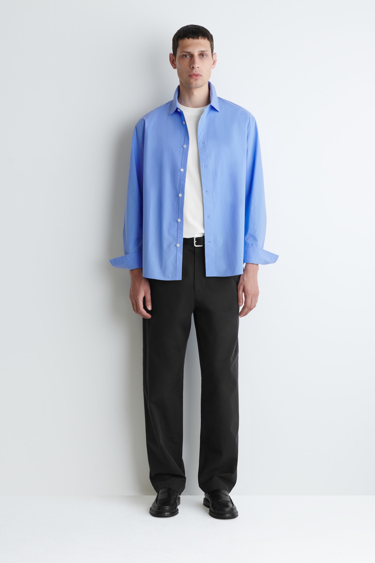 RELAXED PIMA COTTON-POPLIN SHIRT - BLUE/WHITE/LIGHT BLUE - 7