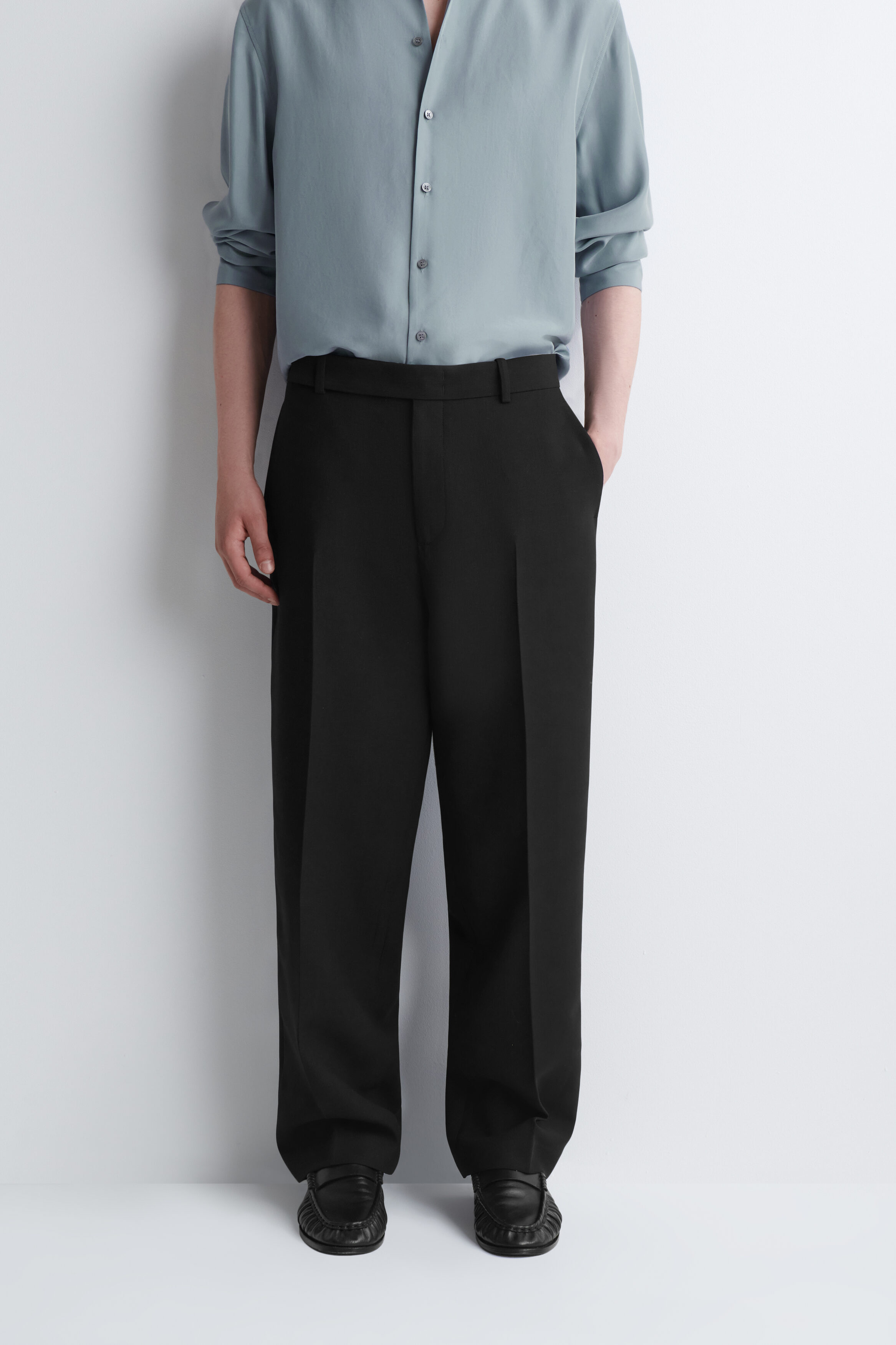 WOOL-BLEND RELAXED-FIT STRAIGHT-LEG PANTS - thumbnail 5