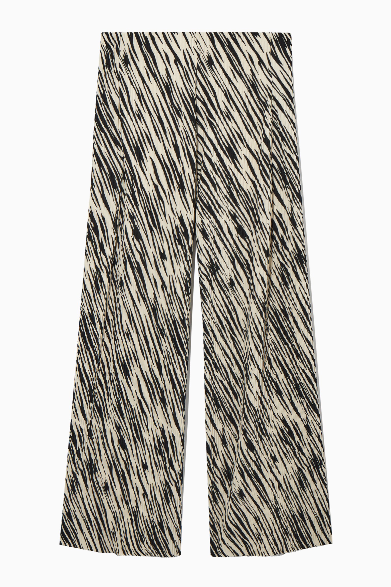 PLEATED WIDE-LEG TROUSERS - BEIGE / ZEBRA