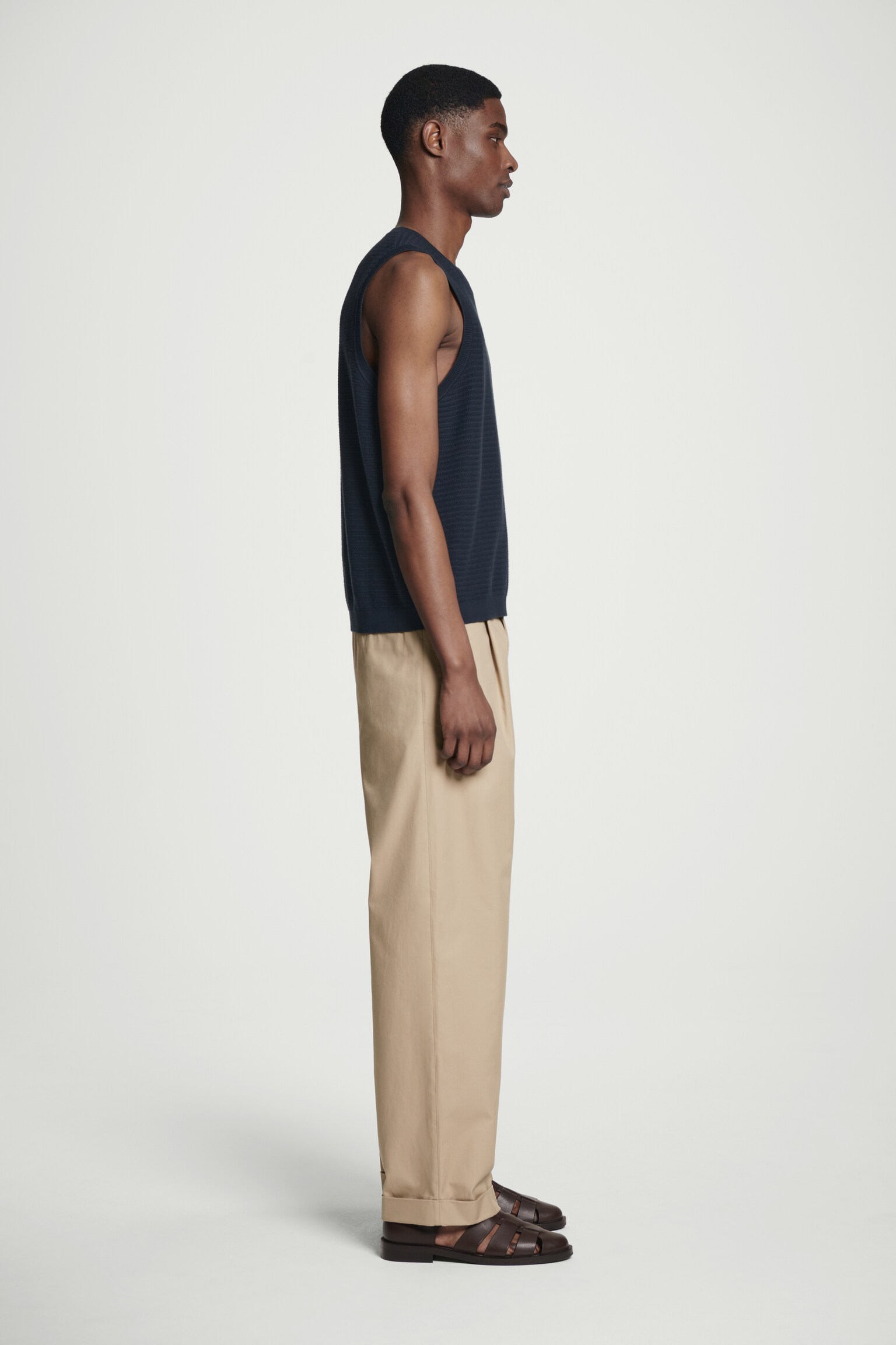 CANOTTA IN MAGLIA DI COTONE CON TEXTURE - BLU NAVY/BIANCO SPORCO/NERO/BLU - 7