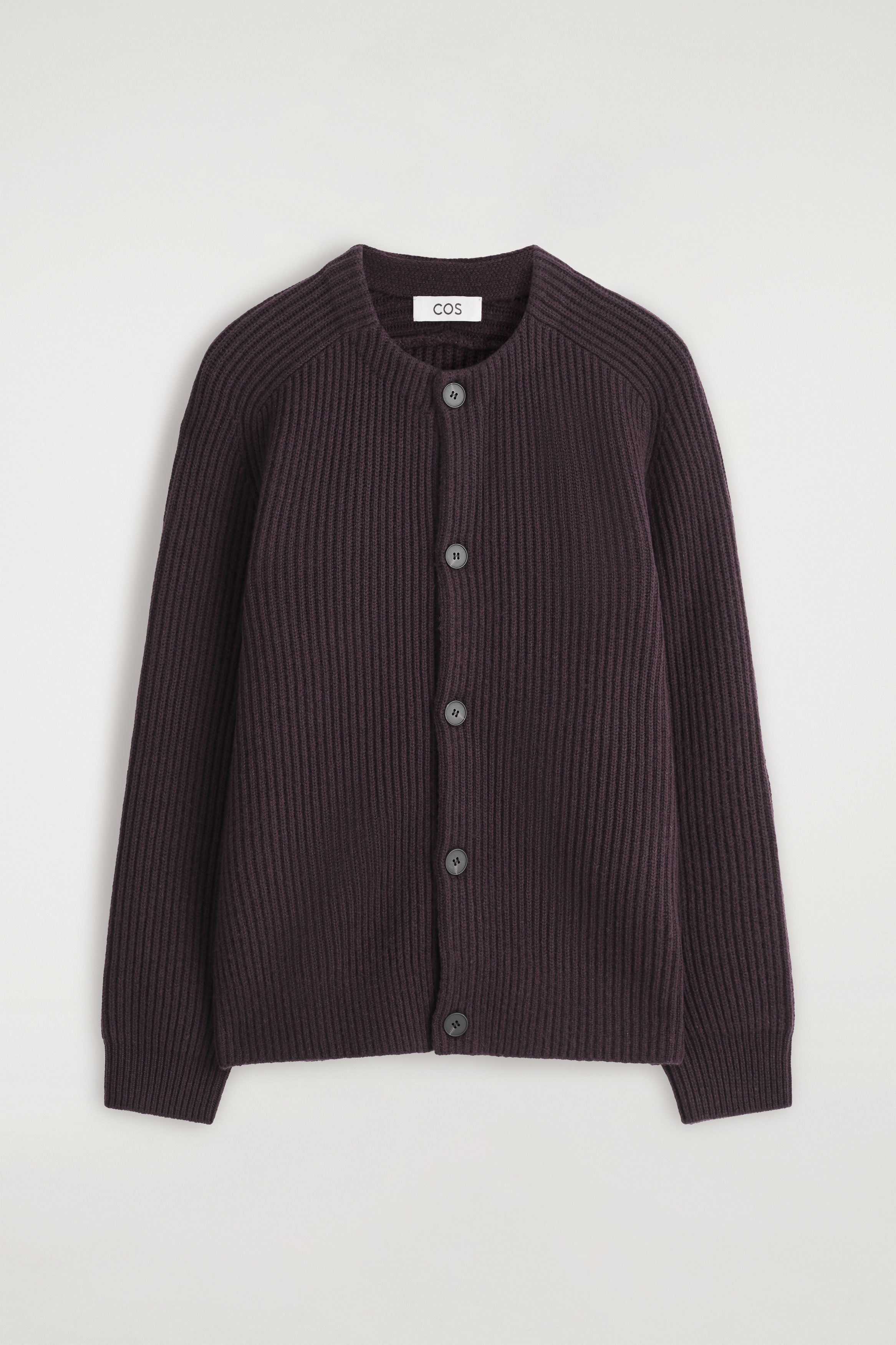 BOUCLÉ-KNIT V-NECK ZIP-UP CARDIGAN - BLACK | COS
