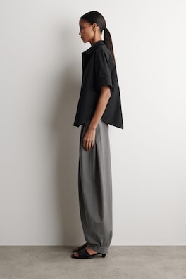 OVERSIZED SHORT-SLEEVED COTTON SHIRT — BLACK 3
