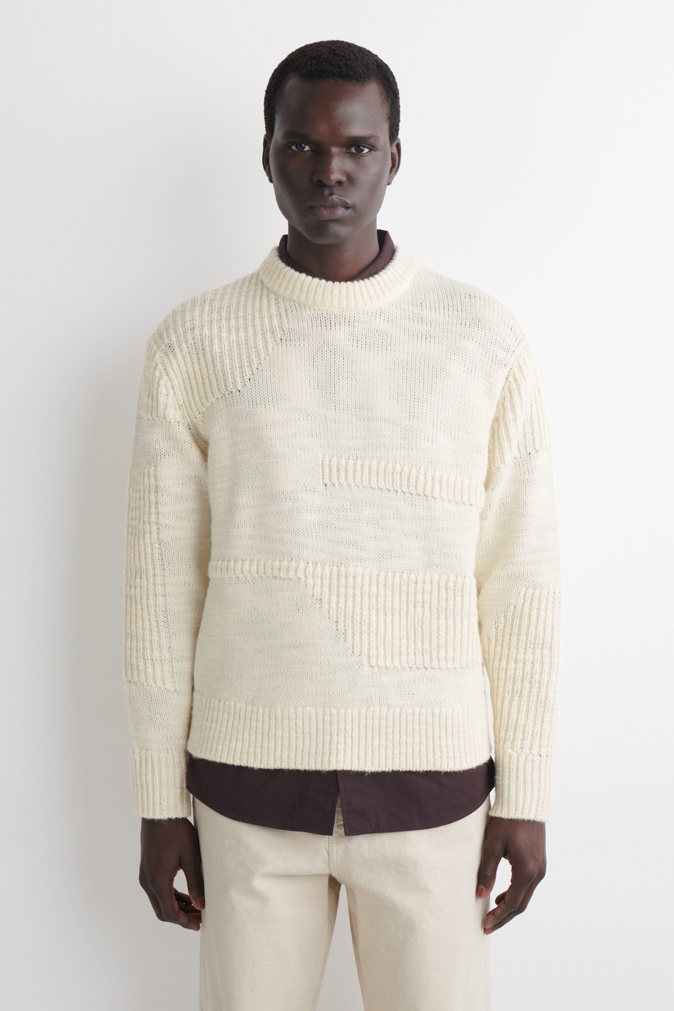 LADDER-STITCH WOOL SWEATER - CREAM | COS US