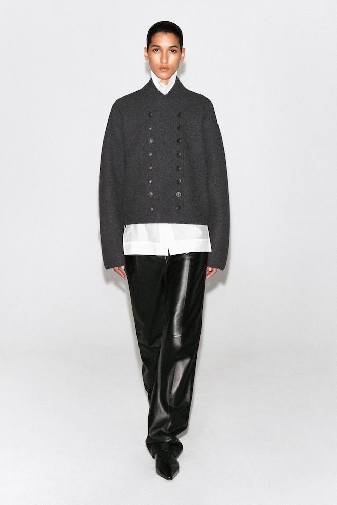 BOILED-WOOL UNIFORM JACKET — CHARCOAL