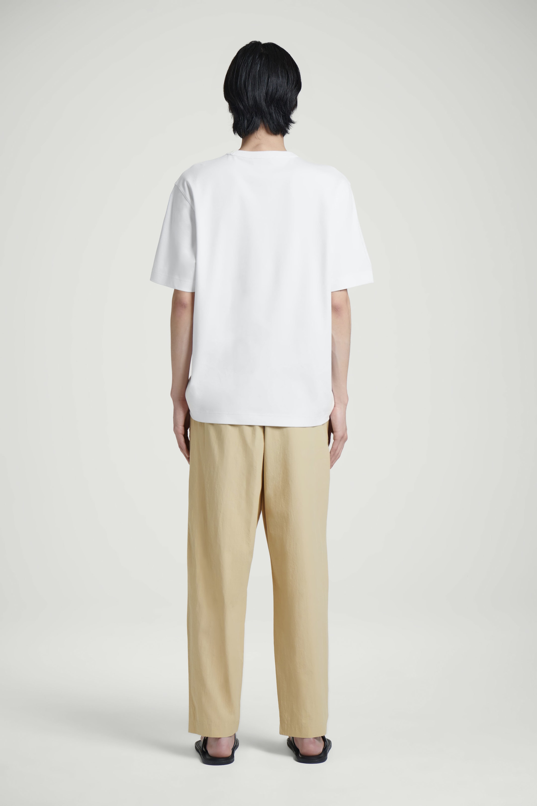 ELASTICATED COTTON TAPERED PANTS