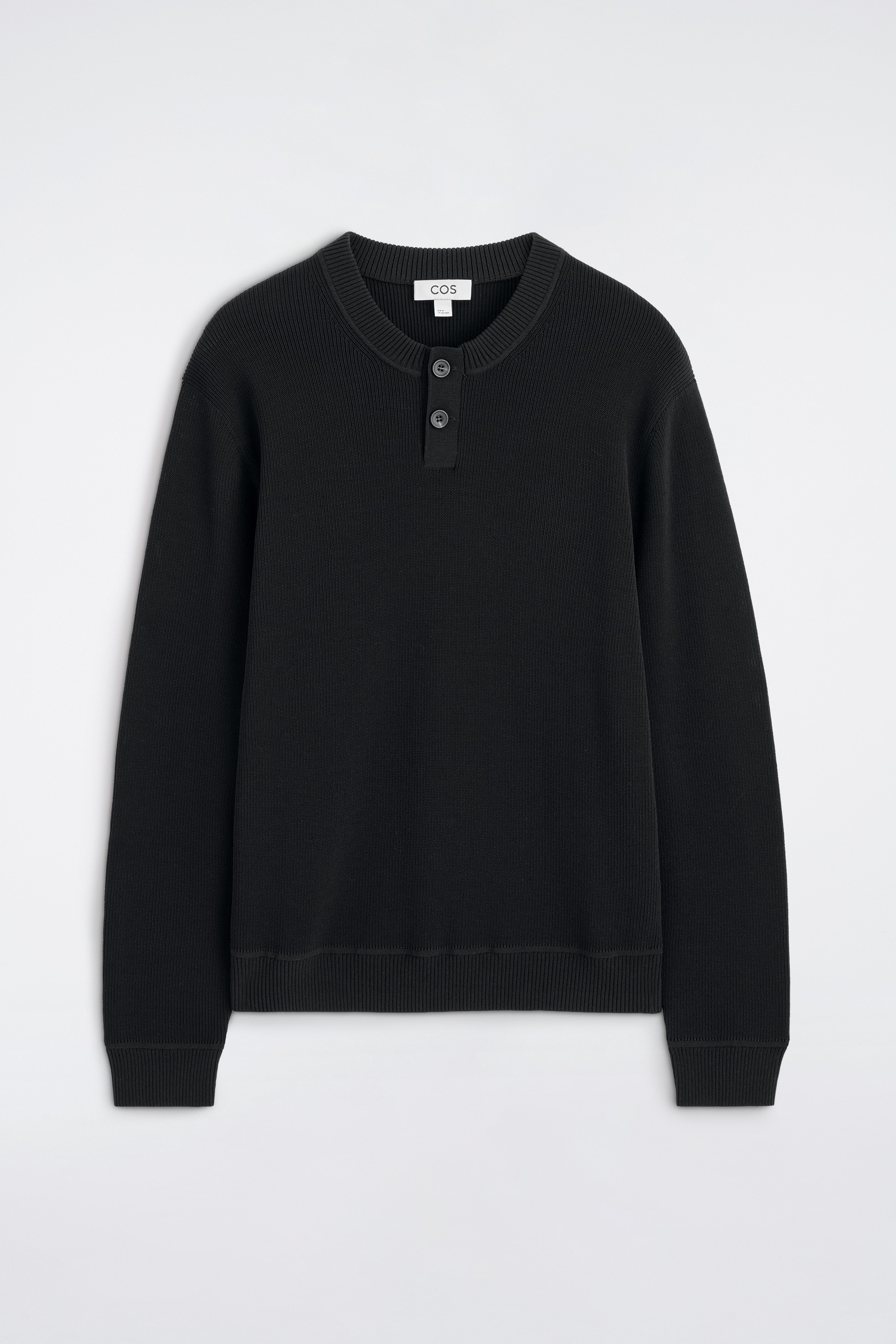 STRIKKET BOMULDS-HENLEY - SORT/MØRKEGRØN