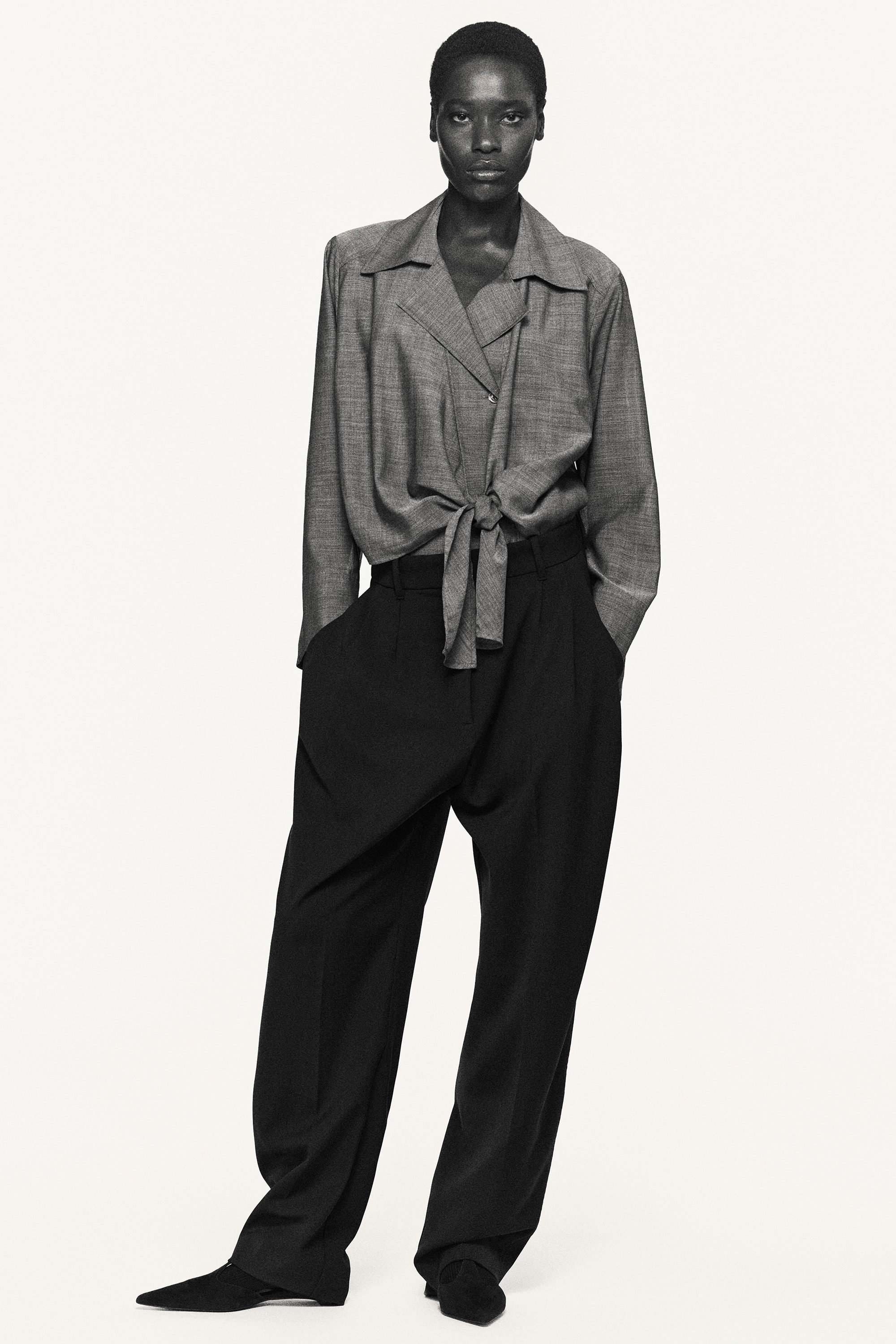 PLEATED WOOL-BLEND TULIP PANTS - NAVY | COS US