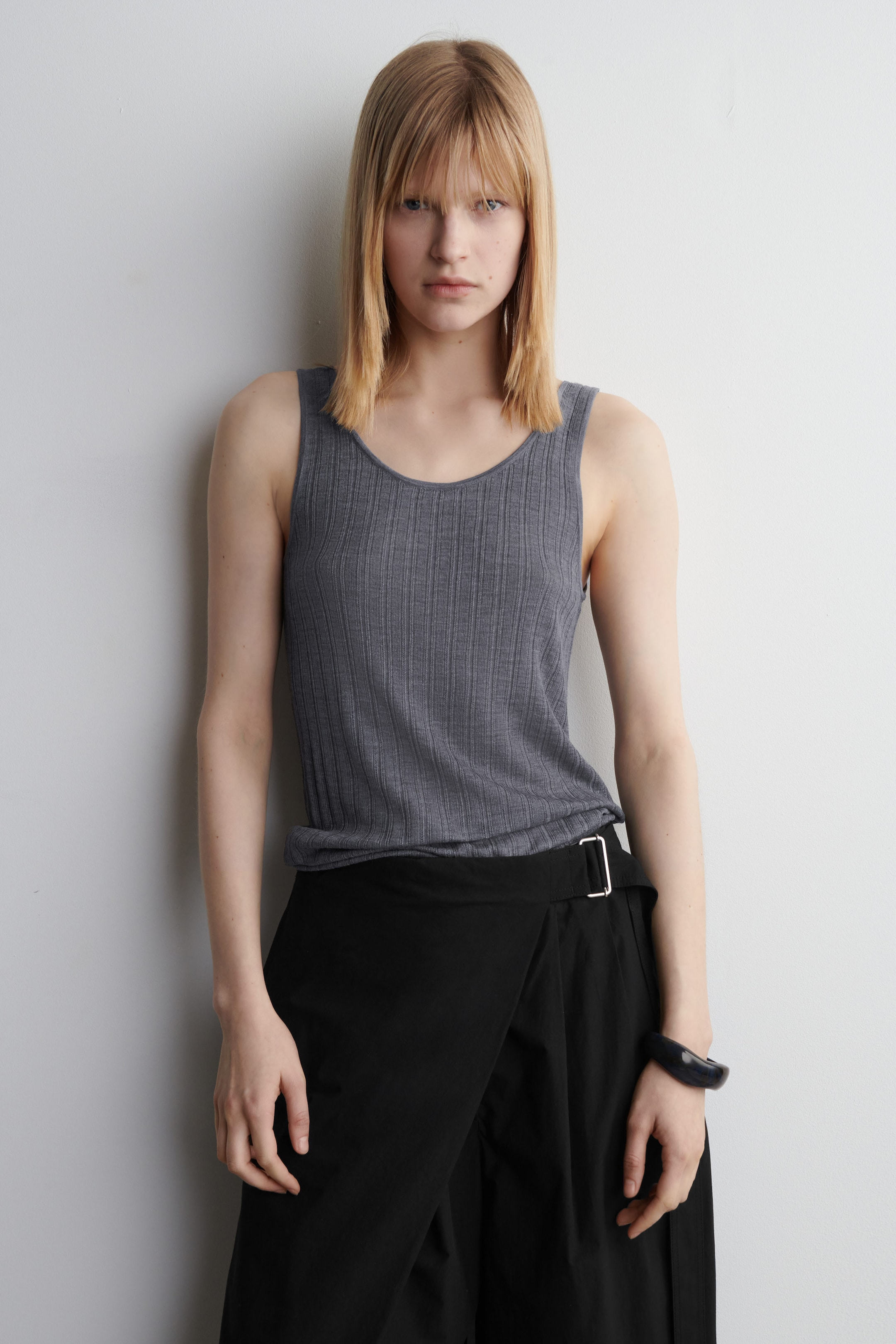 RIBBED-KNIT SILK TANK TOP
