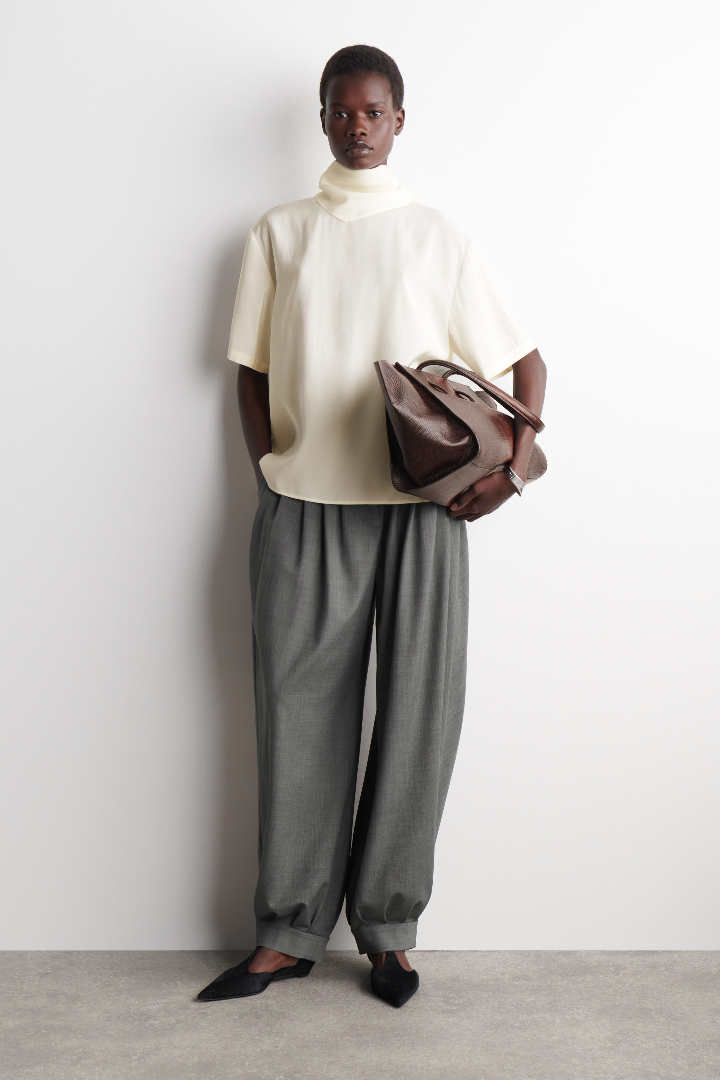 DRAPED SCARF-DETAIL TOP - IVORY | COS US