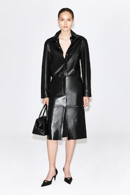 LEATHER MIDI SKIRT — BLACK 2